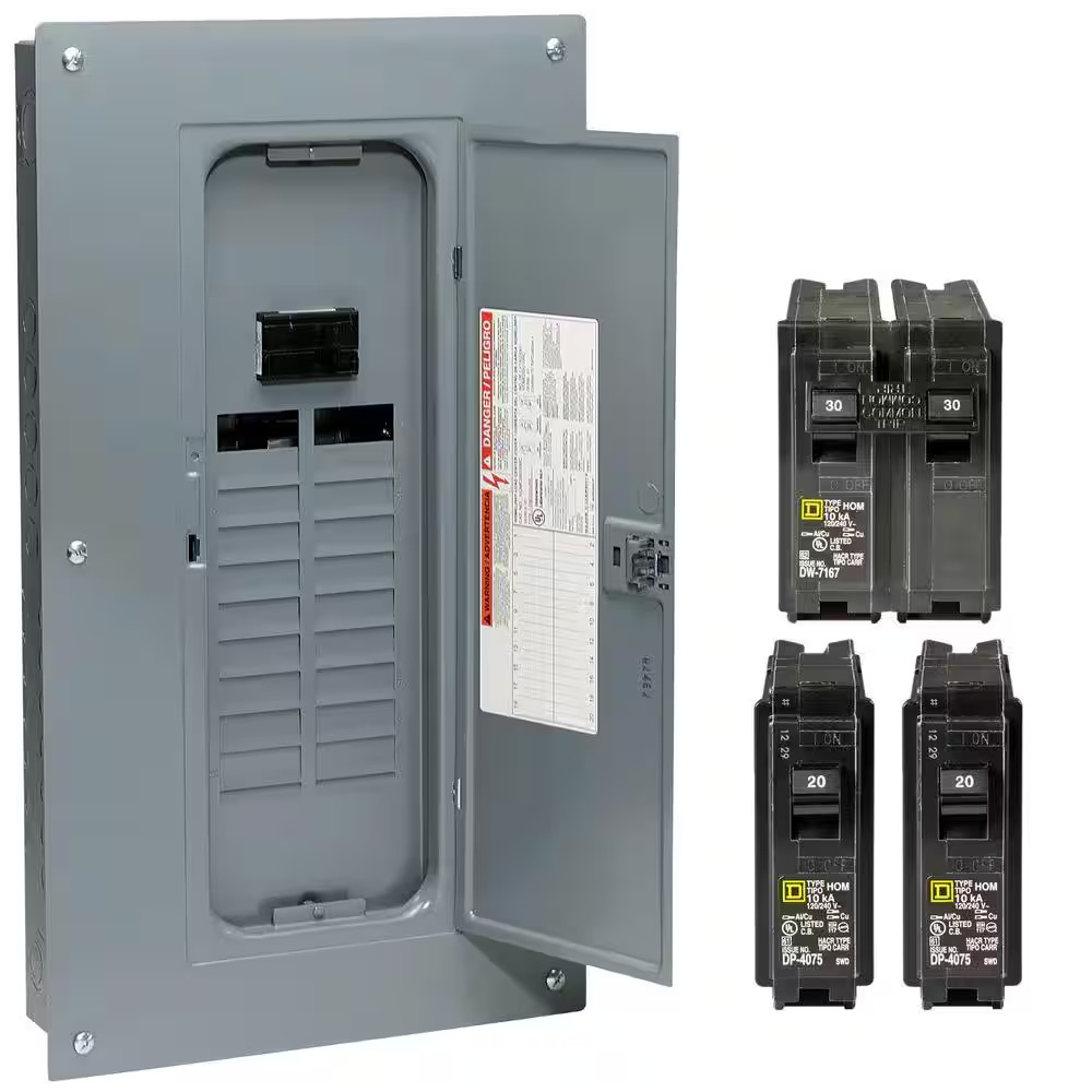 Homeline 100 Amp 20-Space 40-Circuit Indoor Main Breaker Plug-On Neutral Load Ce