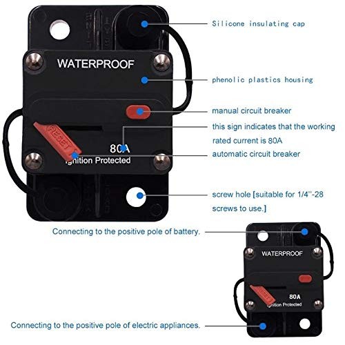 80 Amp Circuit Breaker 30A-300A with Manual Reset Waterproof Inline Fuse Inve…