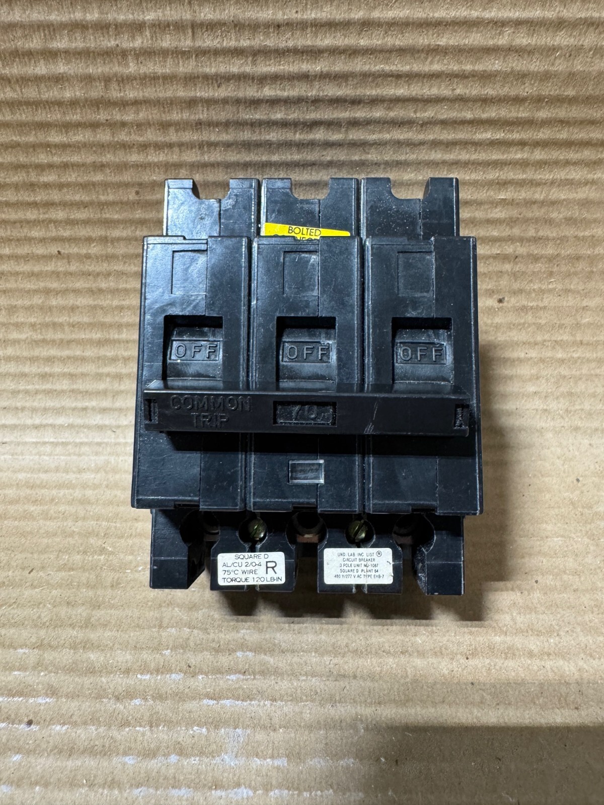 SQUARE D EHB4 3 pole 70 amp 480Y/277v EHB34070 Circuit Breaker EHB AK