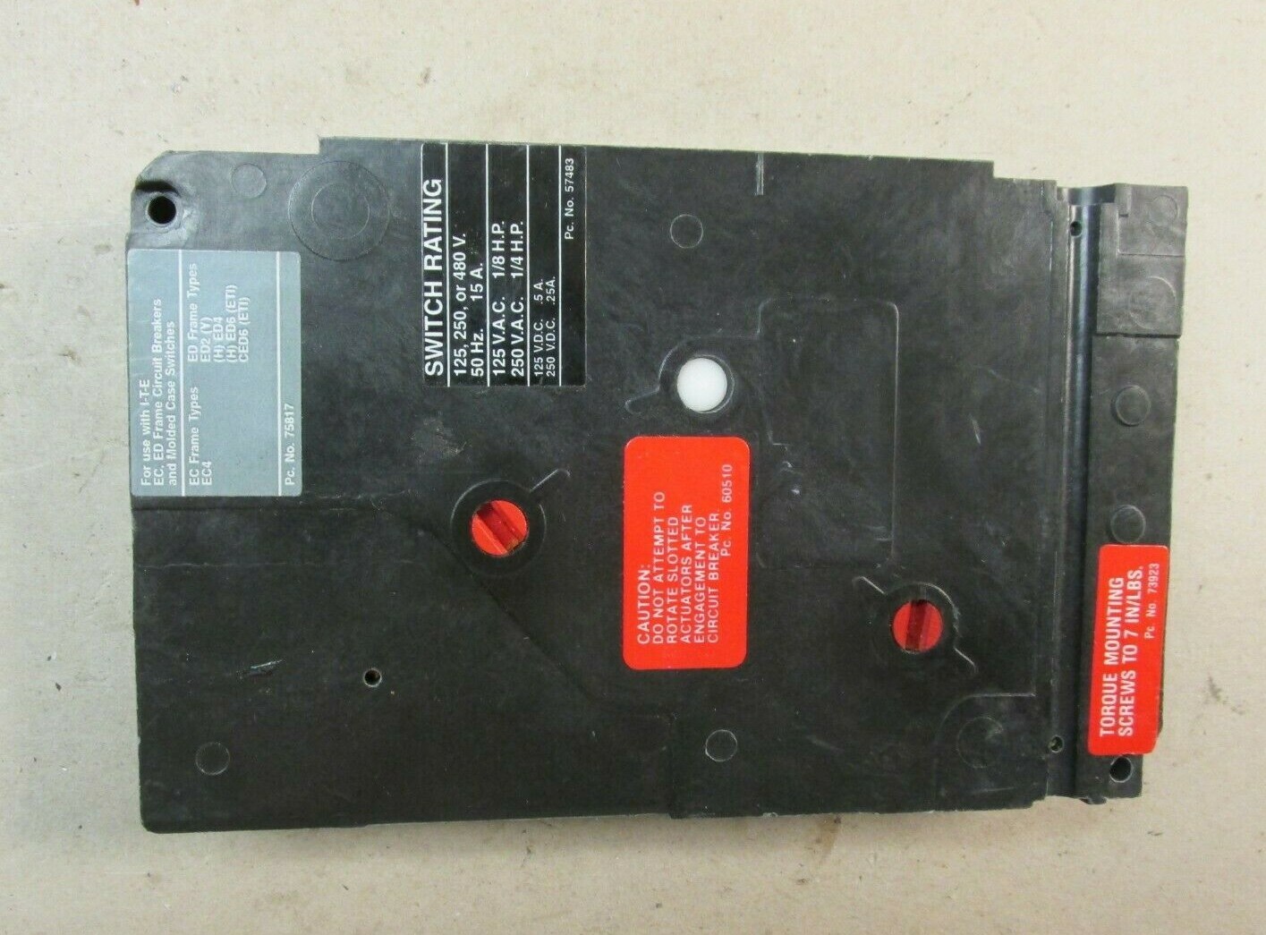 SIEMENS ACCESSORY AUXILIARY SWITCH CAT No. A01ED64B … WI-116