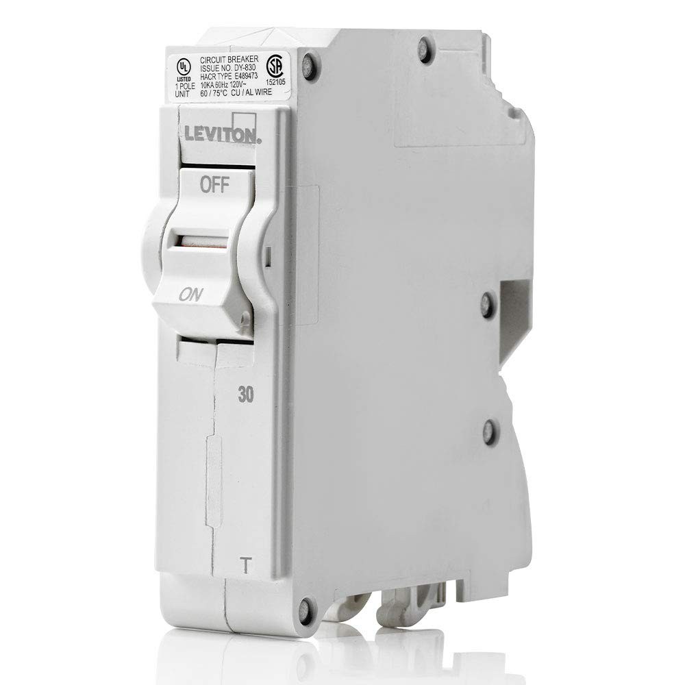 Leviton 30A 1-Pole Plug-On Standard Branch Circuit Breaker, Thermal Magnetic,…