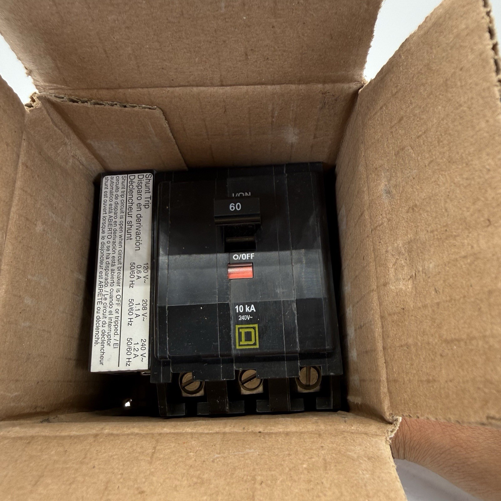 BRAND NEW – Square D QO3601021 60A 3-Pole 120/240V Shunt Trip Circuit Breaker