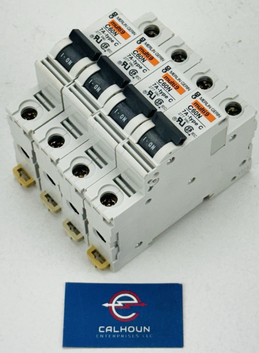 (LOT OF 4) Merlin Gerin multi9 C60N 7A-Type C Circuit Breaker 1 Pole *WARRANTY*