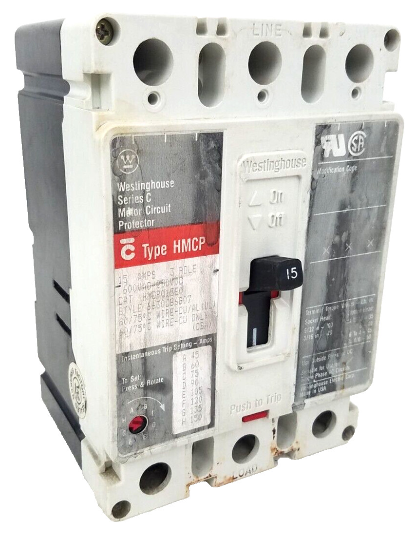 HMCP015EOC Westinghouse 15 Amp 600VAC Circuit Breaker w/ Lugs – Next Day Option