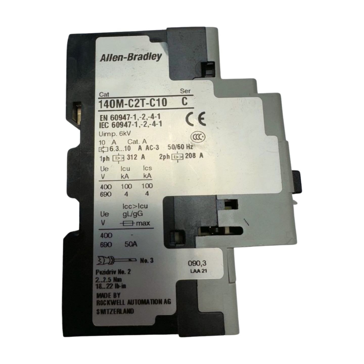 Allen-Bradley 140M-C2T-C10 Molded Case Circuit Breaker, 6.3-10A Ser. C