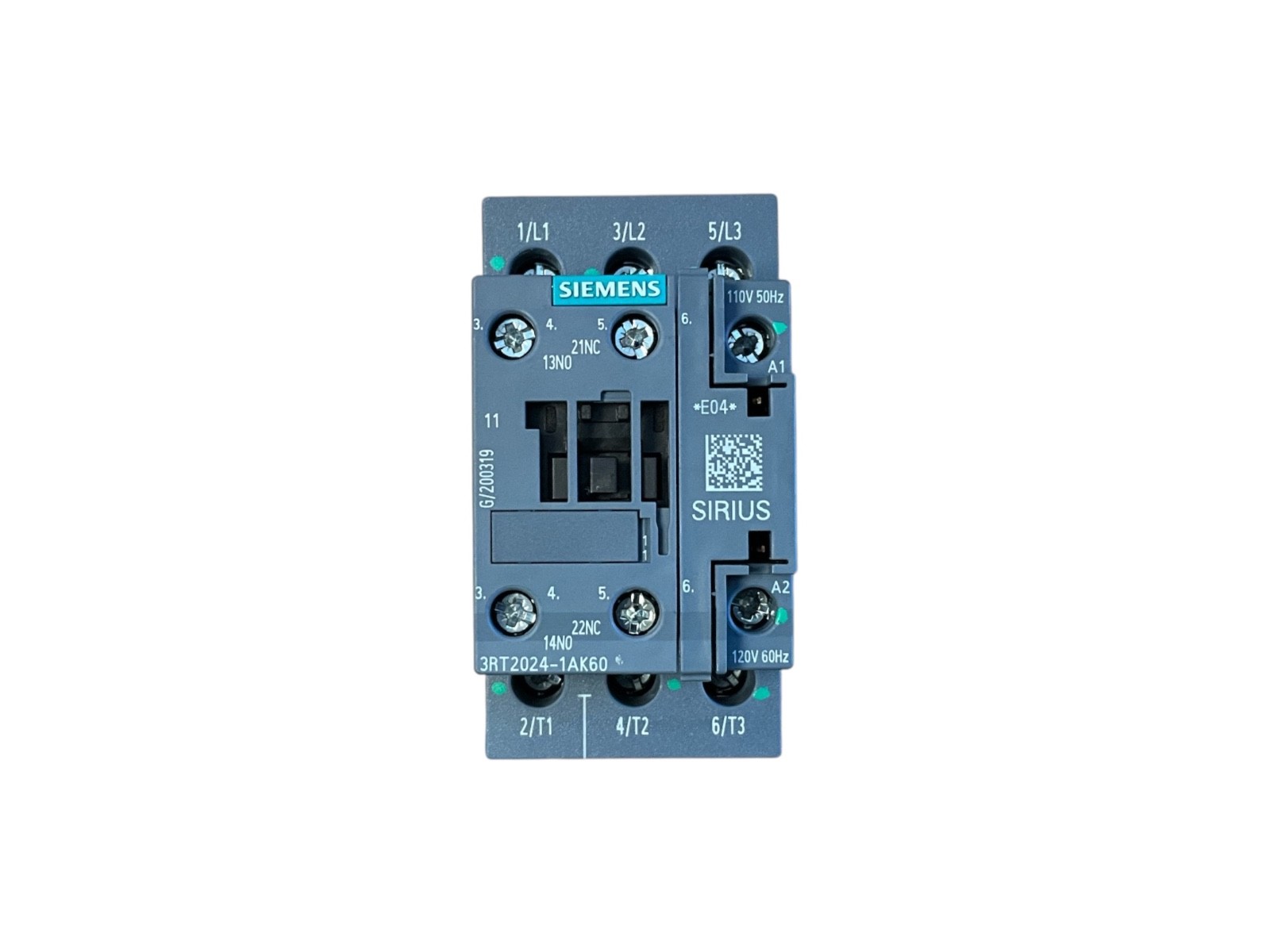 Siemens SIRIUS 3RT2024-1AK60 Contactor 12A 3-Pole 110/120VAC Coil 1NO+1NC
