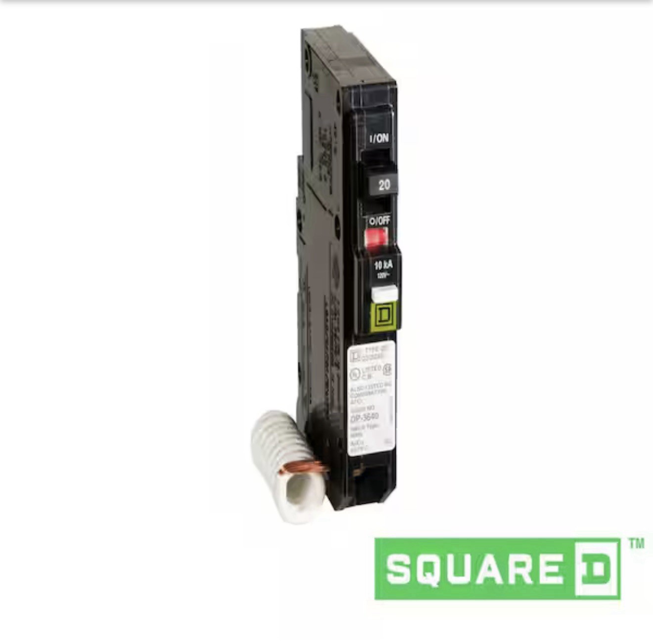 Square D QO120CAFIC 20A 1 Pole Mini Circuit Breaker – Black with diagnostics OB
