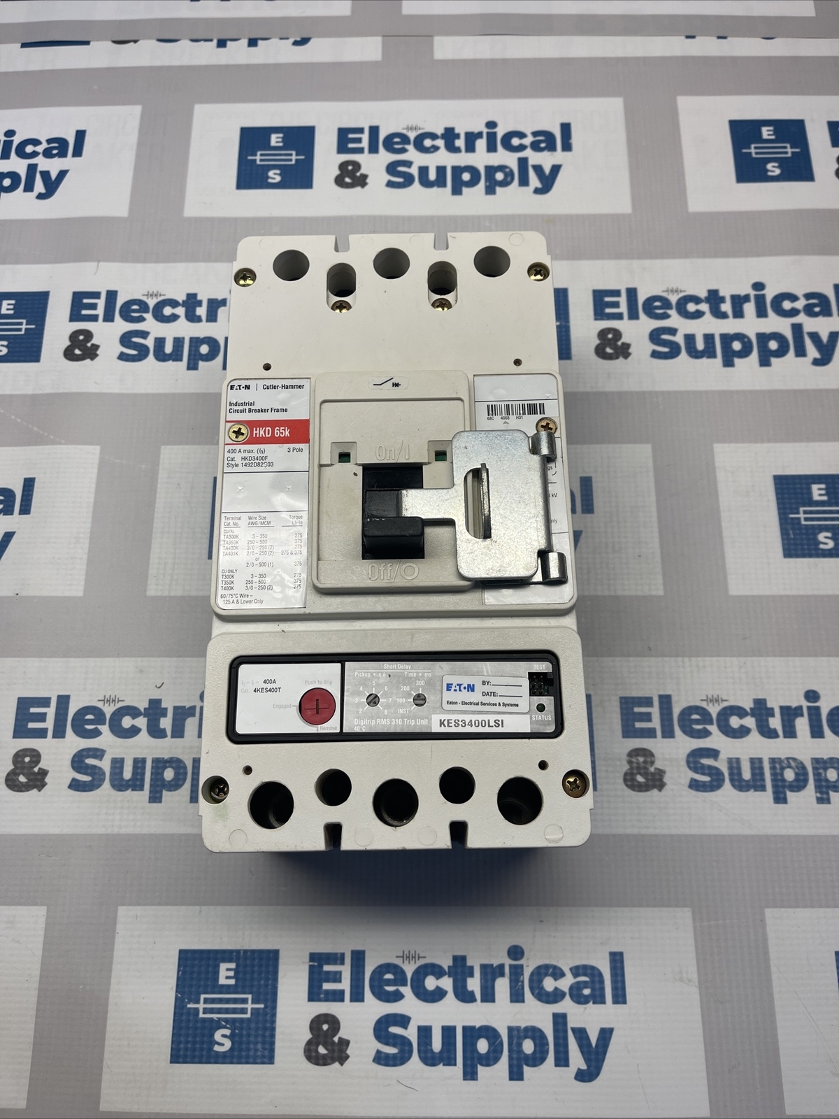 HKD3400F CIRCUIT BREAKER 400A 600VAC 65KA 3 Pole + KES3400LSI TRIP EATON
