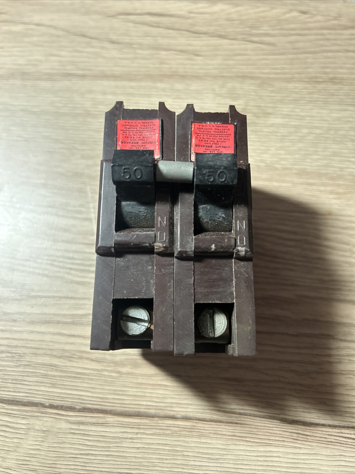 Federal Pacific NA150 Circuit Breaker 50A 120V 1P FPE NA Stab Lok Red Handle FPE