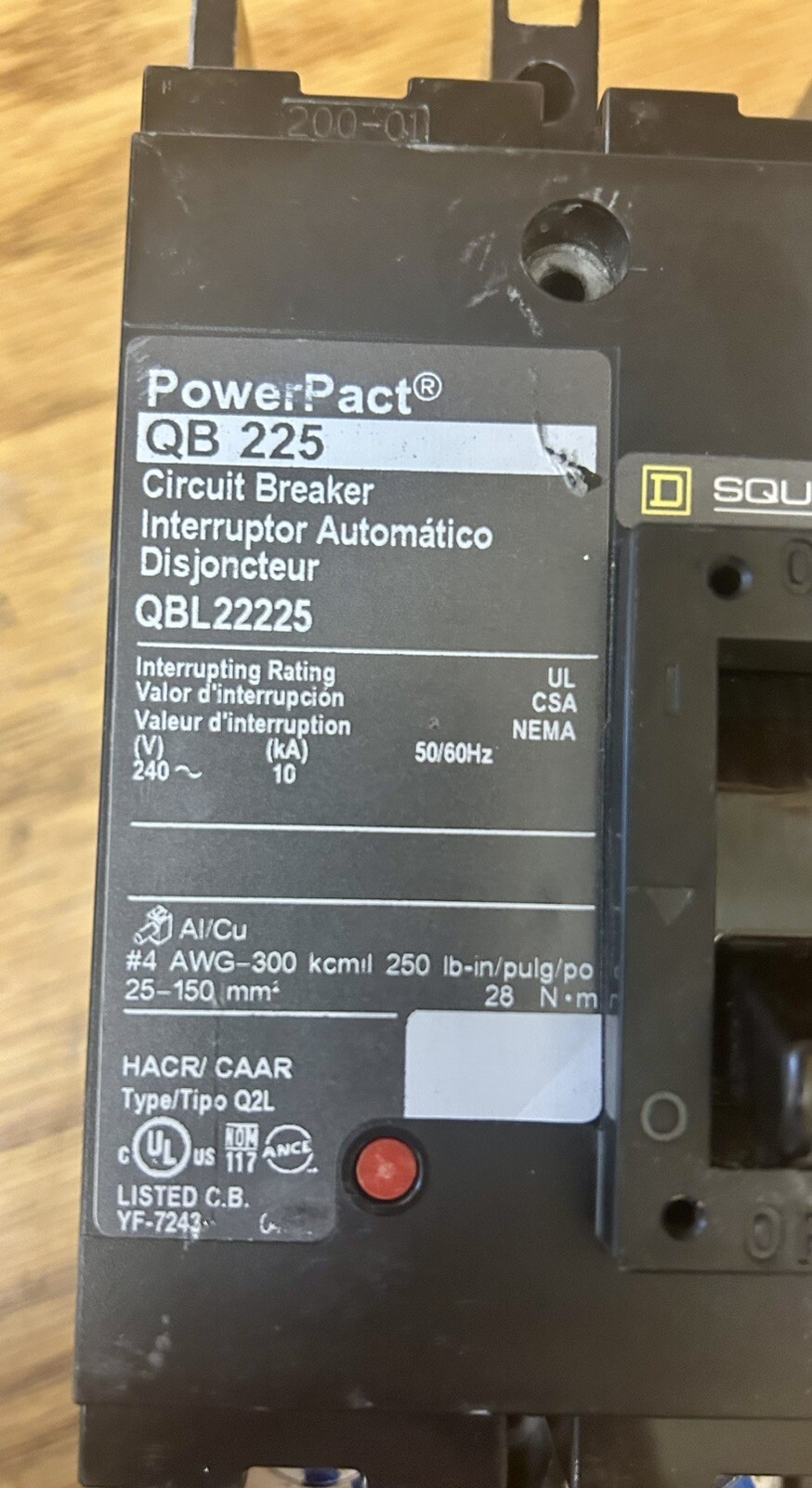 Square D QBL22225 225A 240V Circuit Breaker Used *NEXT DAY OPTION*