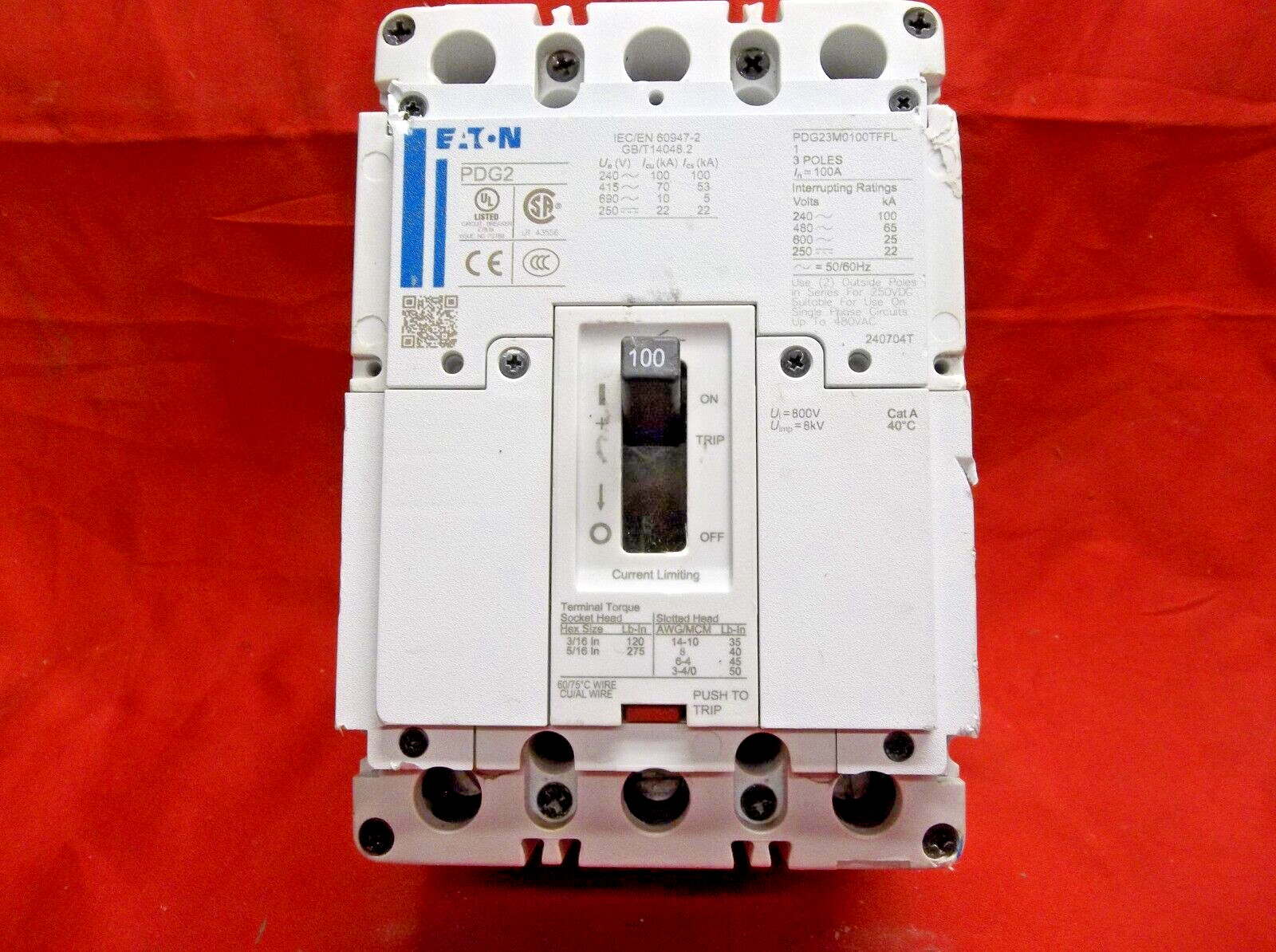 EATON PDG23M0100TFFL circuit breaker 375C1