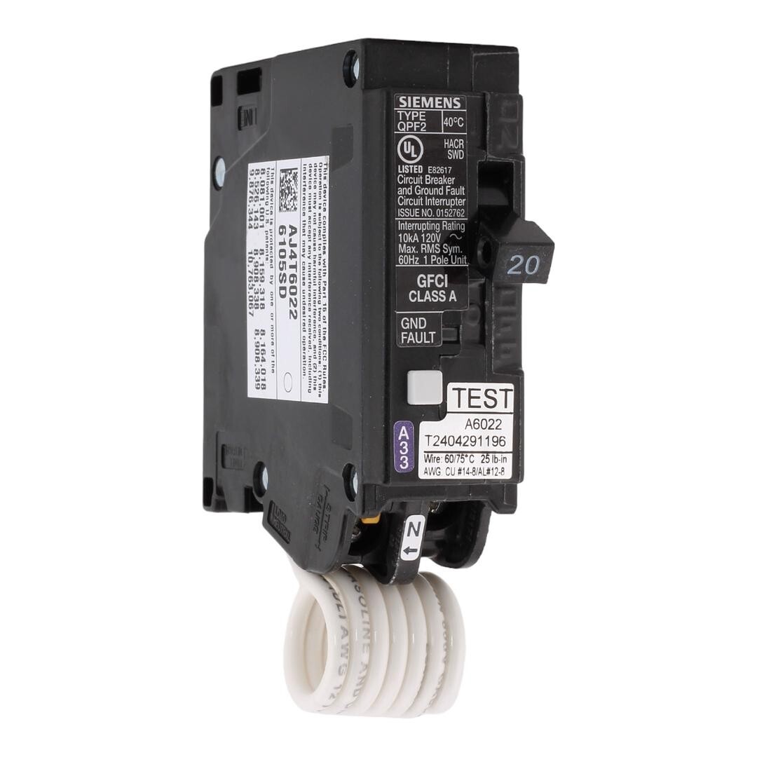 NEW Siemens QF120A 20 Amp 1 Pole 120V 10kA GFCI Circuit Breaker