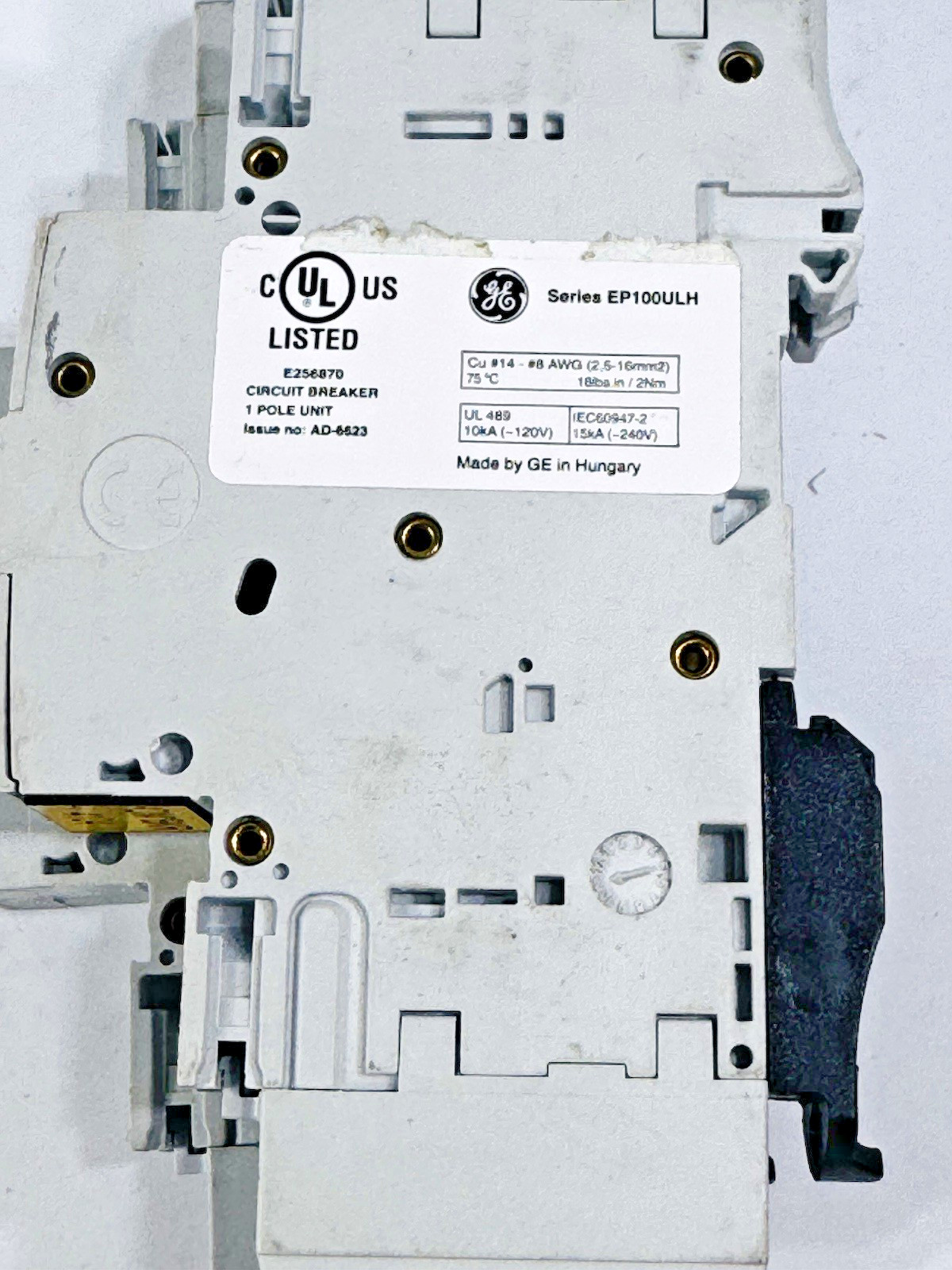 Lot of 2 ea GE EP101ULHC6 / 690271 E256870 6 Amp Mini Circuit Breaker 1 Pole 120