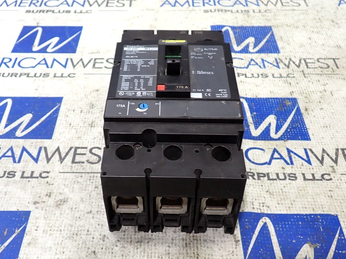 Square D JDL36175 3 Pole 175 Amp 600 Volt 18kA@480V Circuit Breaker – Tested