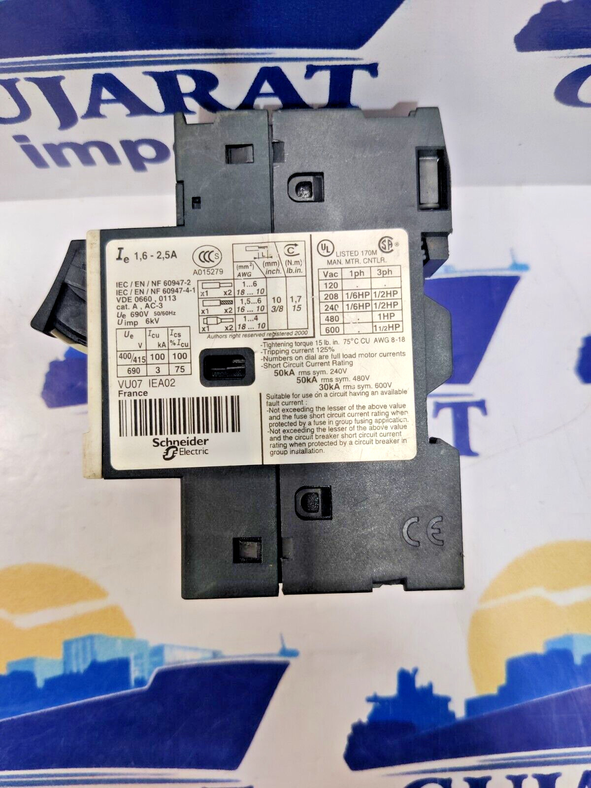 Schneider Electric GV2ME07 Motor Circuit Breaker 1.6-2.5 AMP 3 POLE, TESTED OK