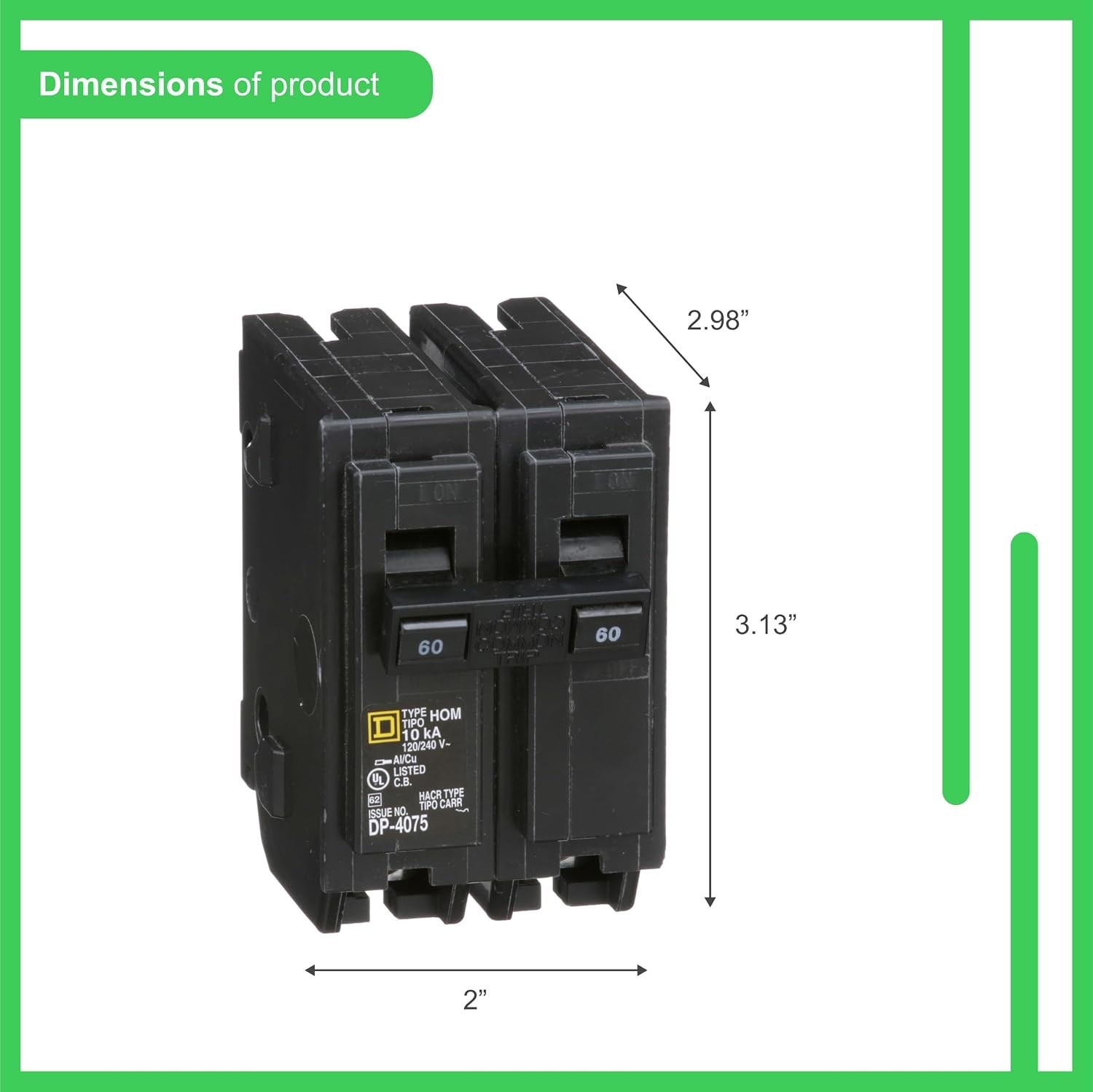 Square D by Schneider Electric Homeline 60 Amp Mini Circuit Breaker ‎HOM260CP