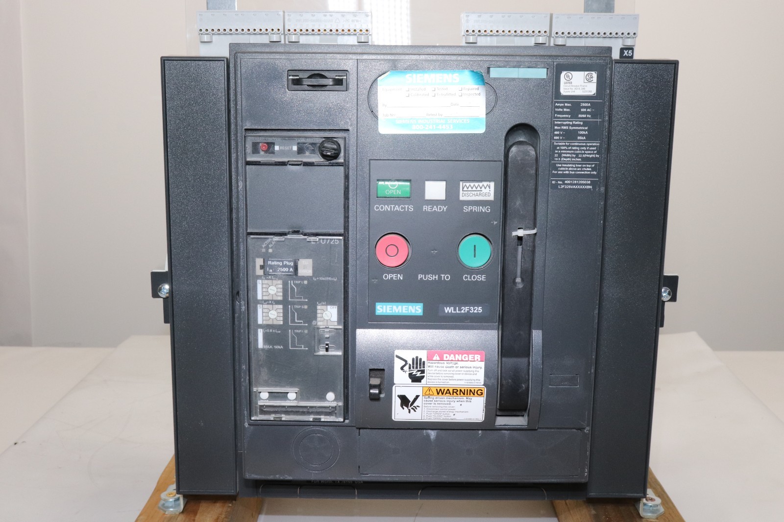 SIEMENS WLL2F325 L2F325VAXXXXXBN 2500A 600V 3-POLE CIRCUIT BREAKER, 100KA@480V