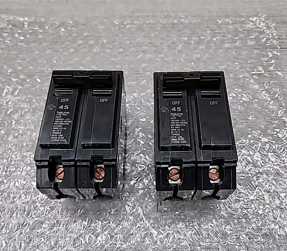 Lot of 2 GE THQL2145 Circuit Breaker 2P 45A 120/240V ( NEW )