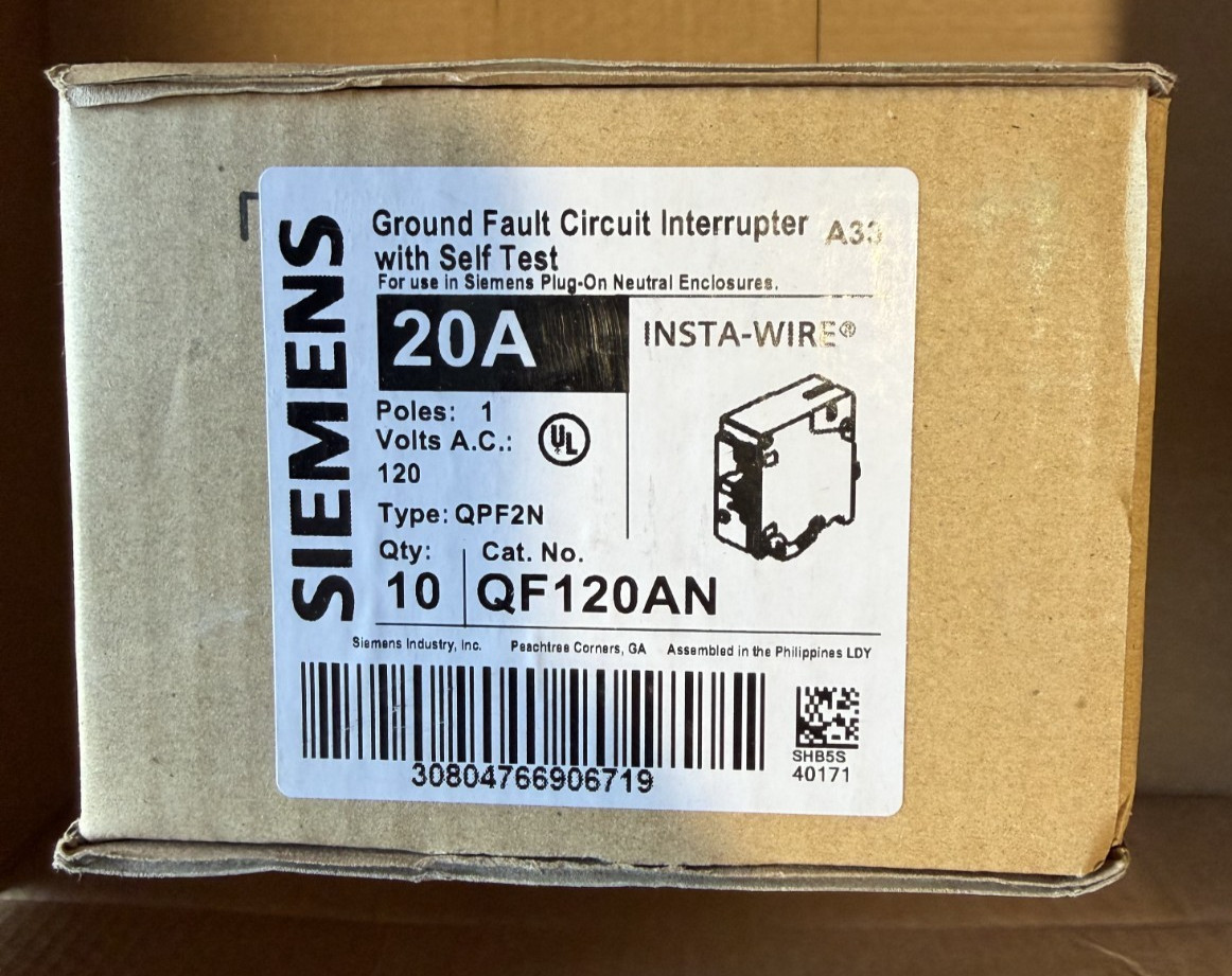 10 PCS Siemens QF120AN 20A Plug-In Circuit Breaker