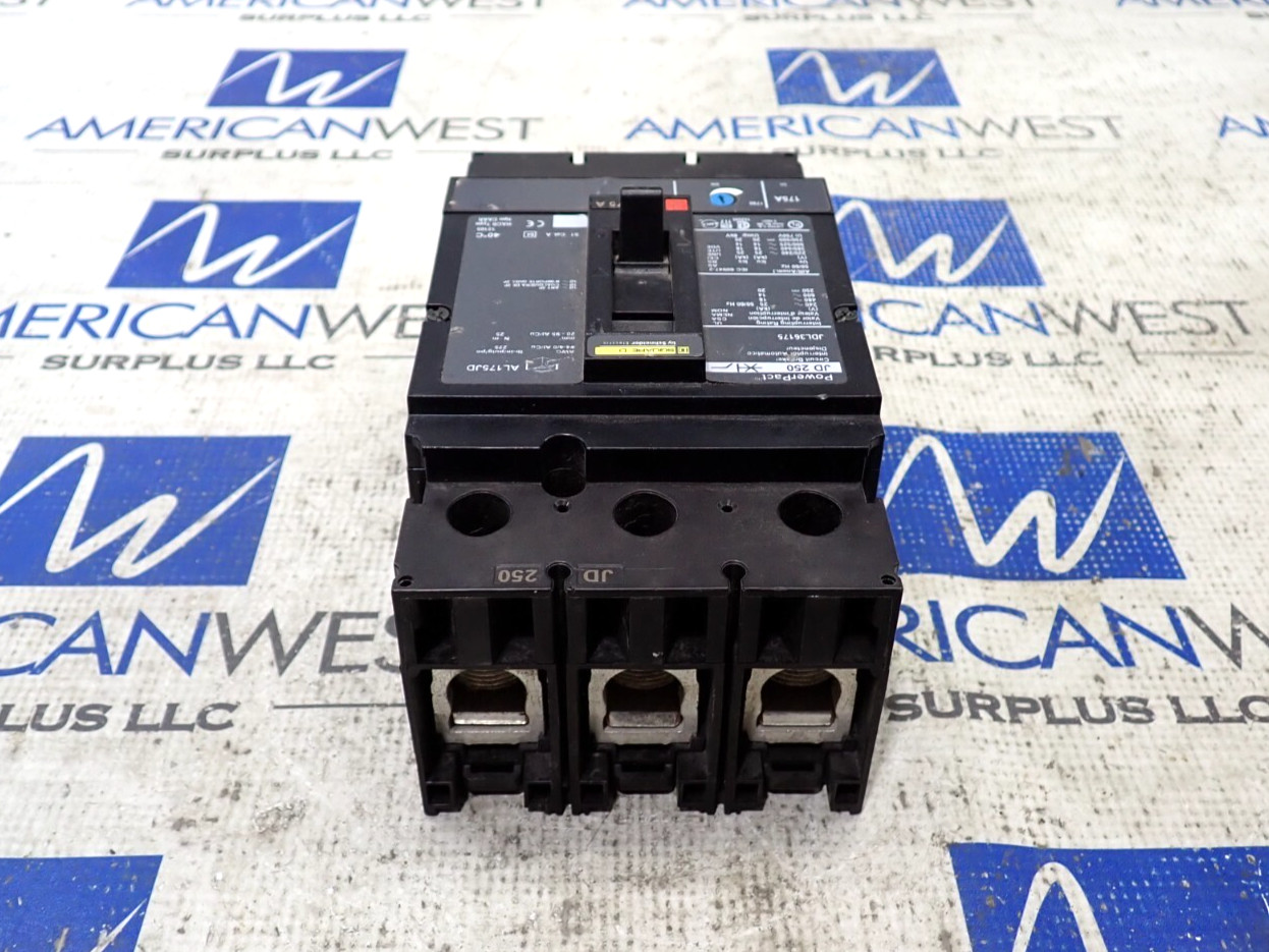 Square D JDL36175 3 Pole 175 Amp 600 Volt 18kA@480V Circuit Breaker – Tested