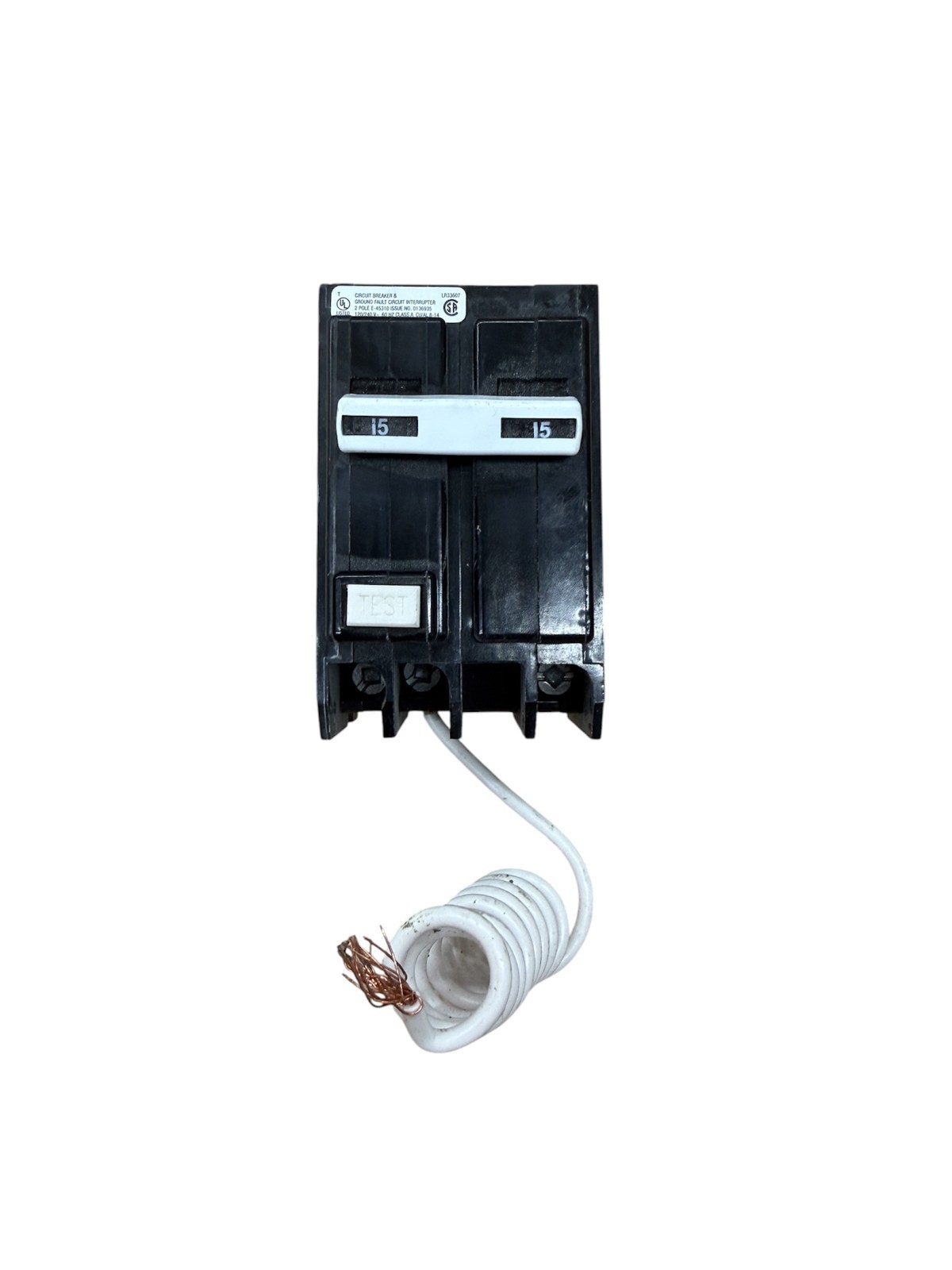 USED Eaton GFTCB215 15A 2-Pole GFCI Ground Fault Circuit Breaker