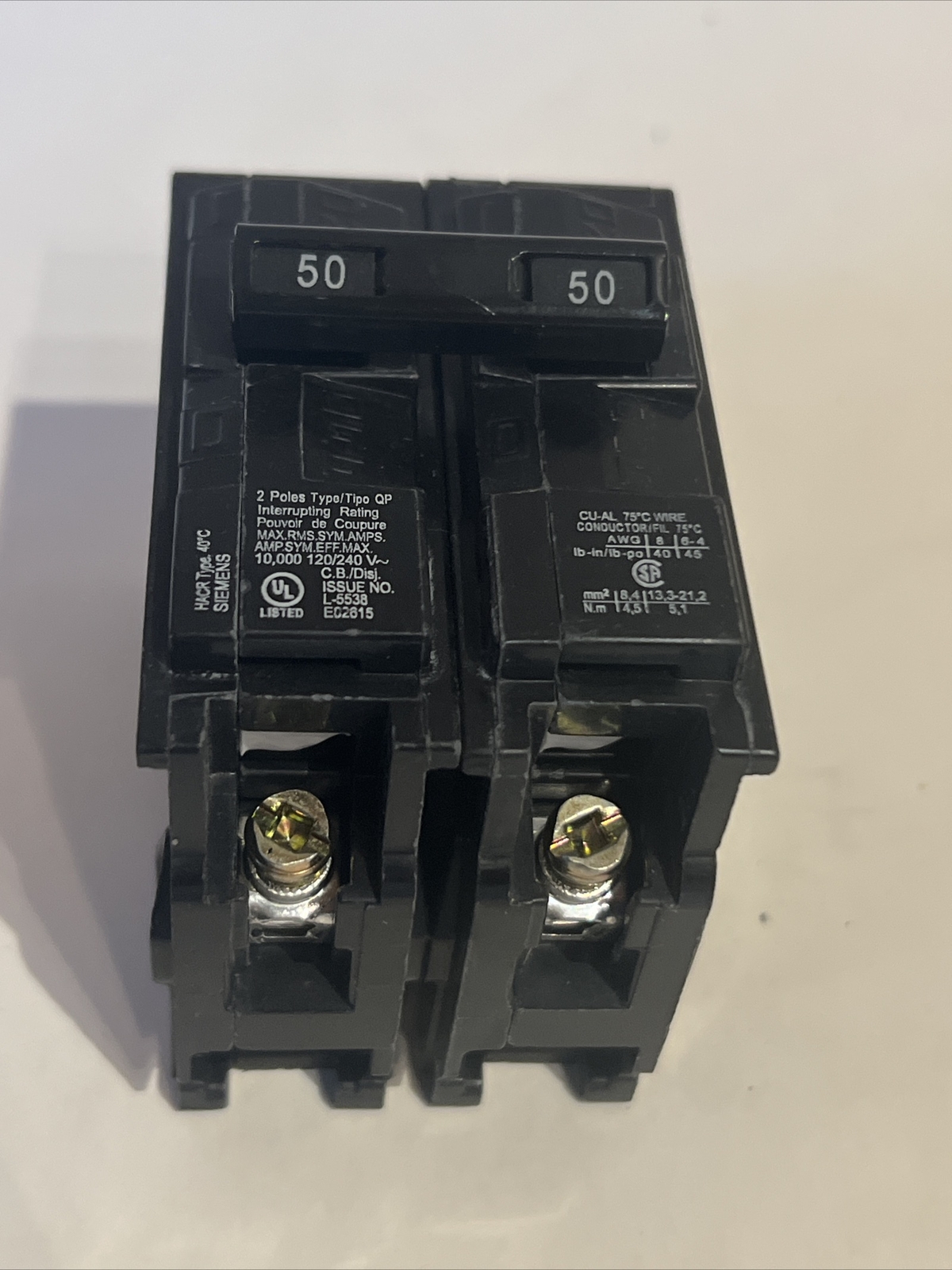 Siemens Q250 50Amp Double Pole Standard Trip Circuit Breaker