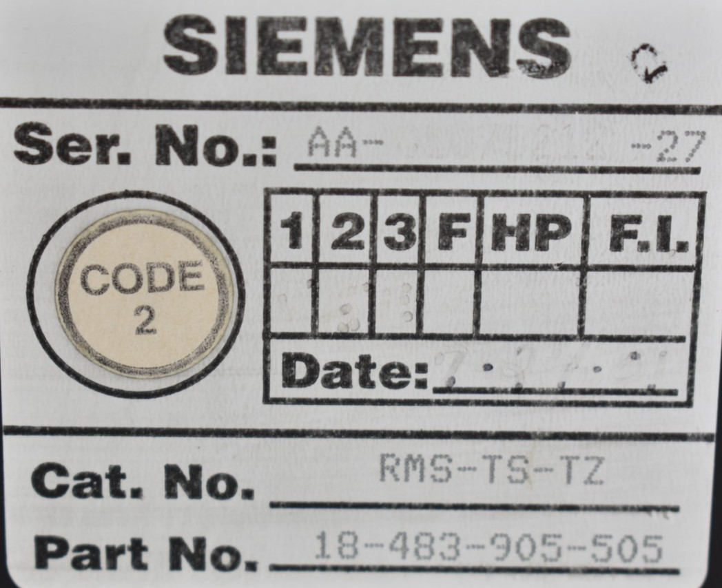 Siemens Static Trip III RMS-TS-TZ / 18-483-905-505 Solid-State Trip Module – NOS