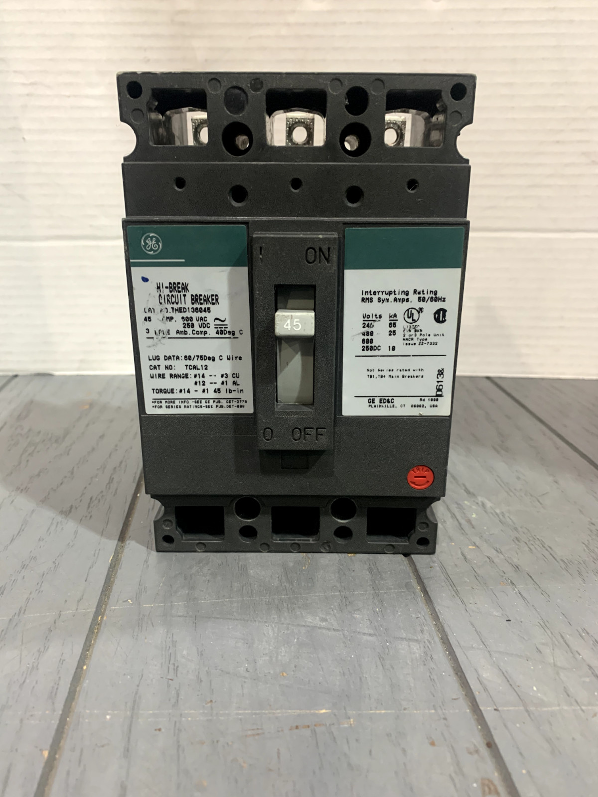 NEW TAKEOUT GE THED136045 (3P-45A-600V) *SHIPS SAME DAY UPS*