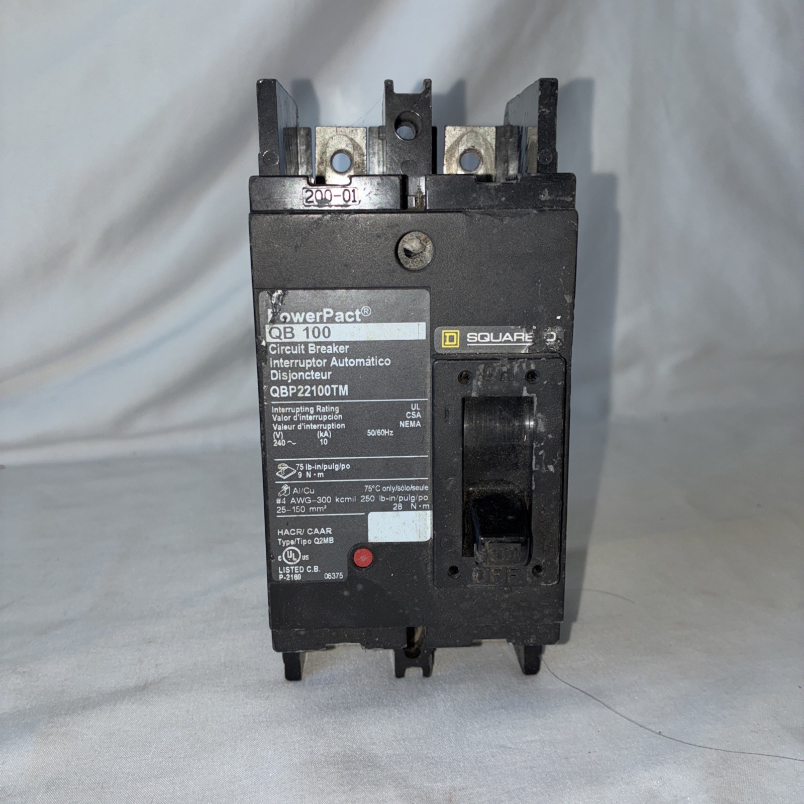 PowerPact Square D QB 100 QBP22100TM 2 Pole 240V Circuit Breaker