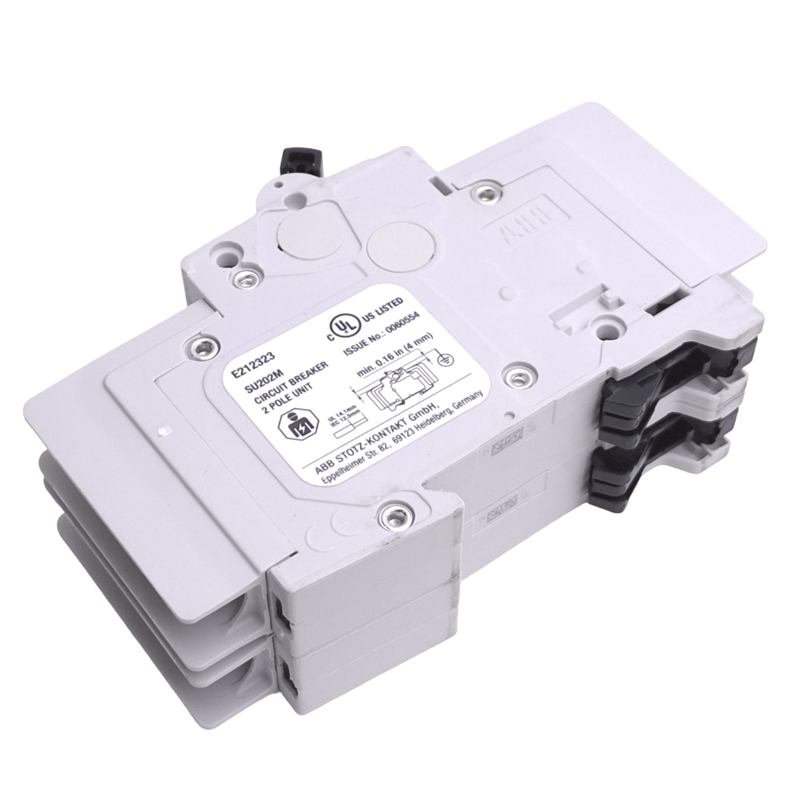 ABB SU202M-K15 Circuit Breaker, 2-Pole, 15A, 480Y/277VAC Max, DIN Rail