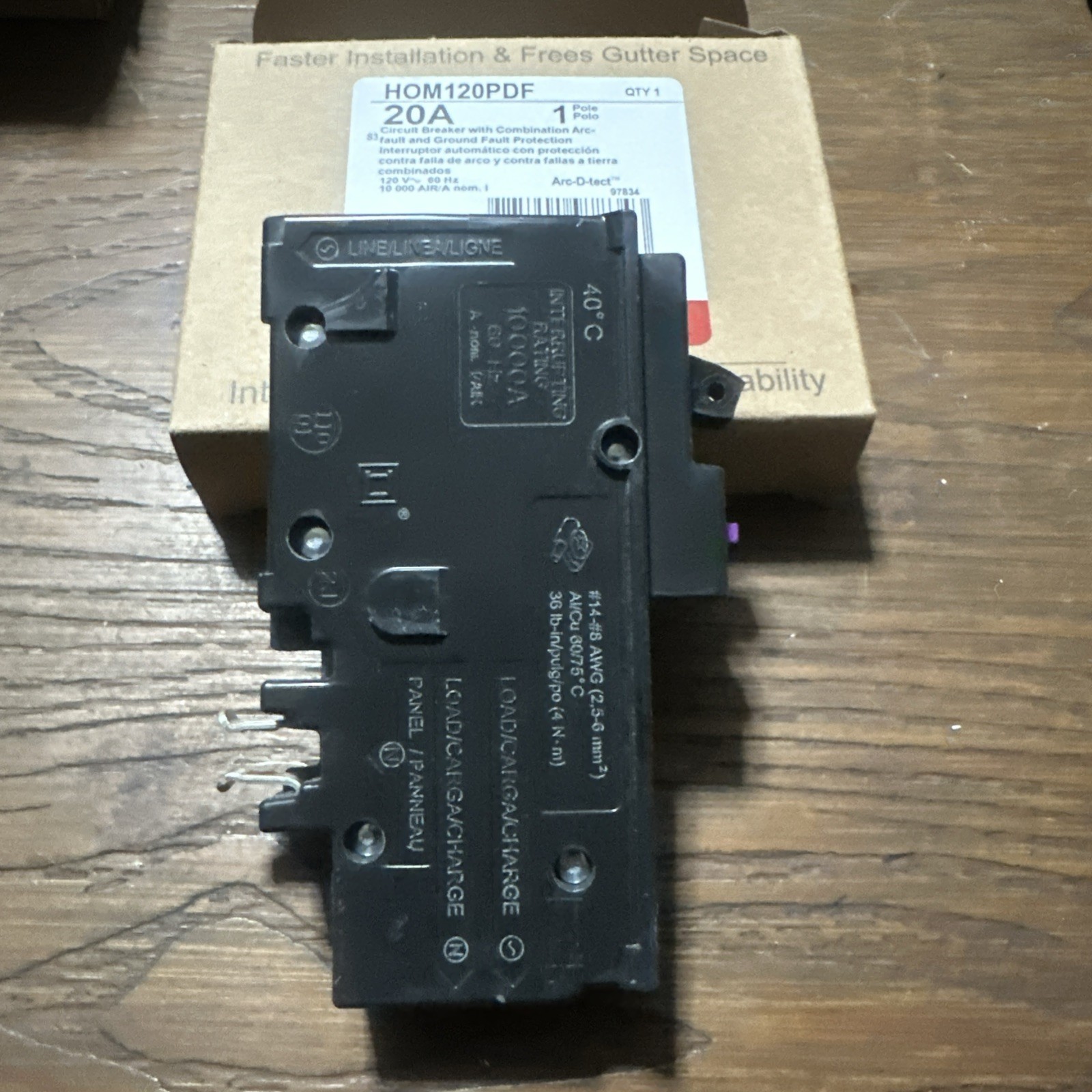 Square D HOM120PDF 120V 20A Single-Pole Circuit Breaker