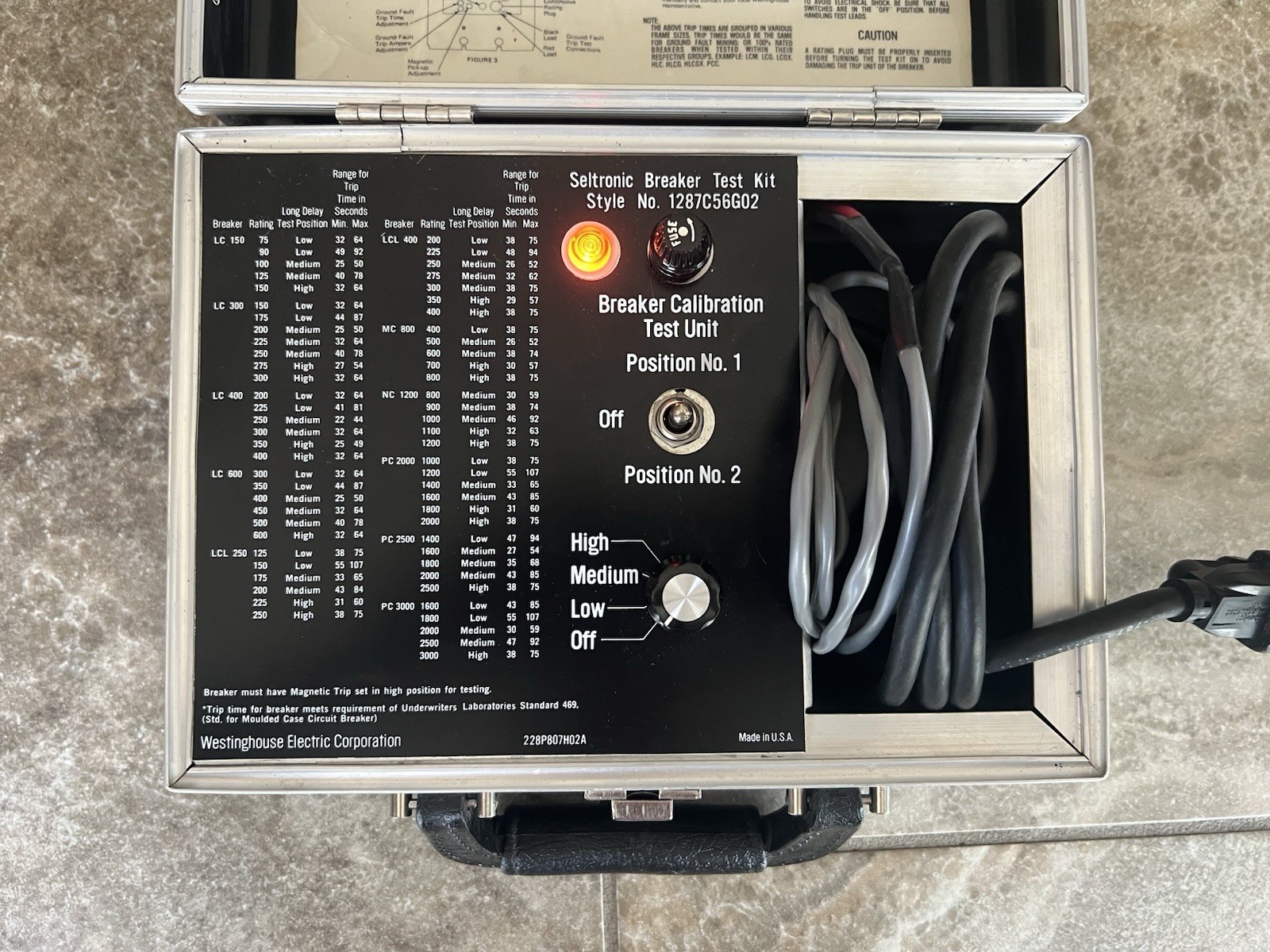 Westinghouse Seltronic Circuit Breaker Test Kit 1287C56G02 Electronic Trip Case