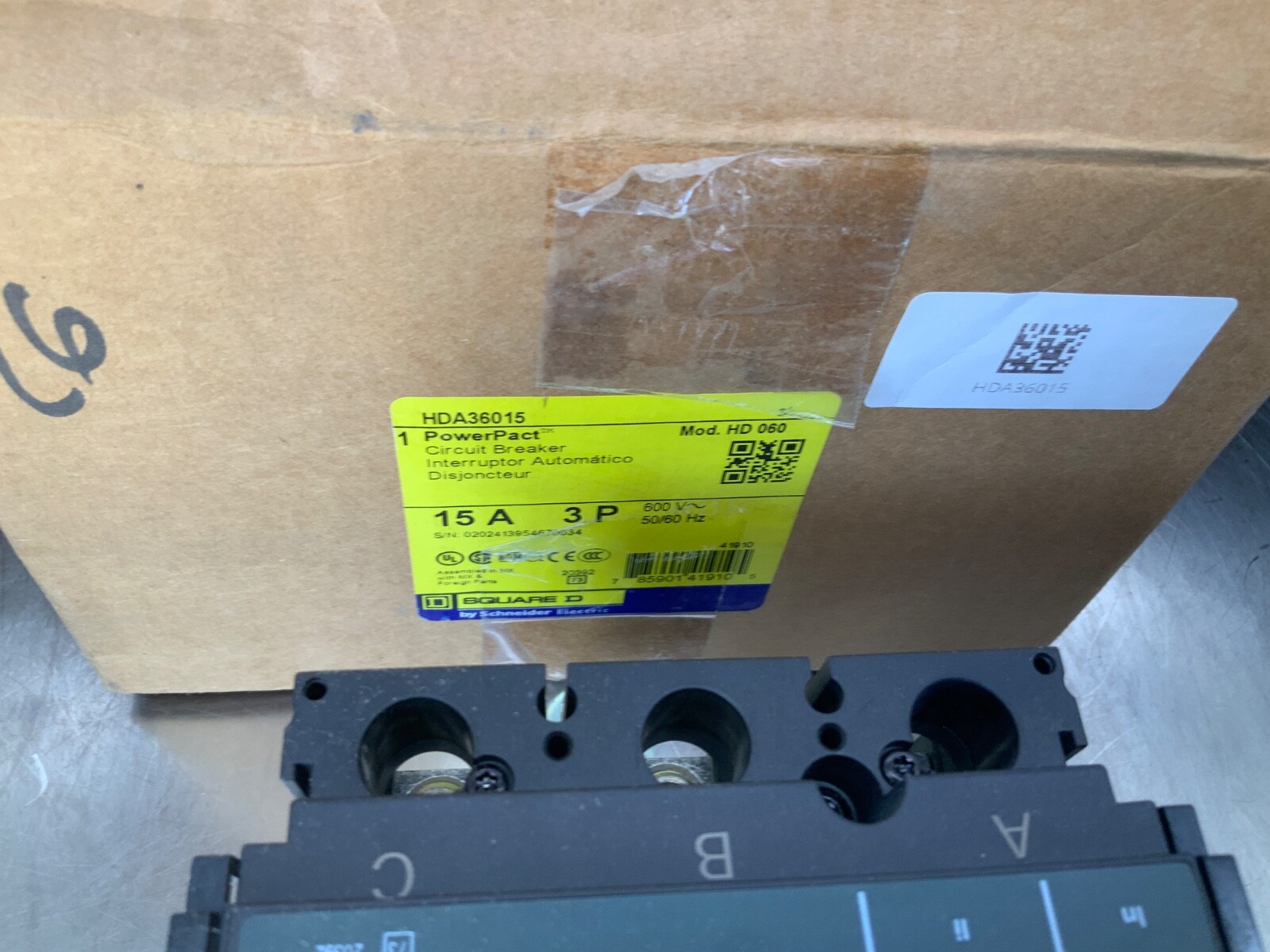 Square D HDA36015 Powerpact Circuit Breaker 3-Pole 15a