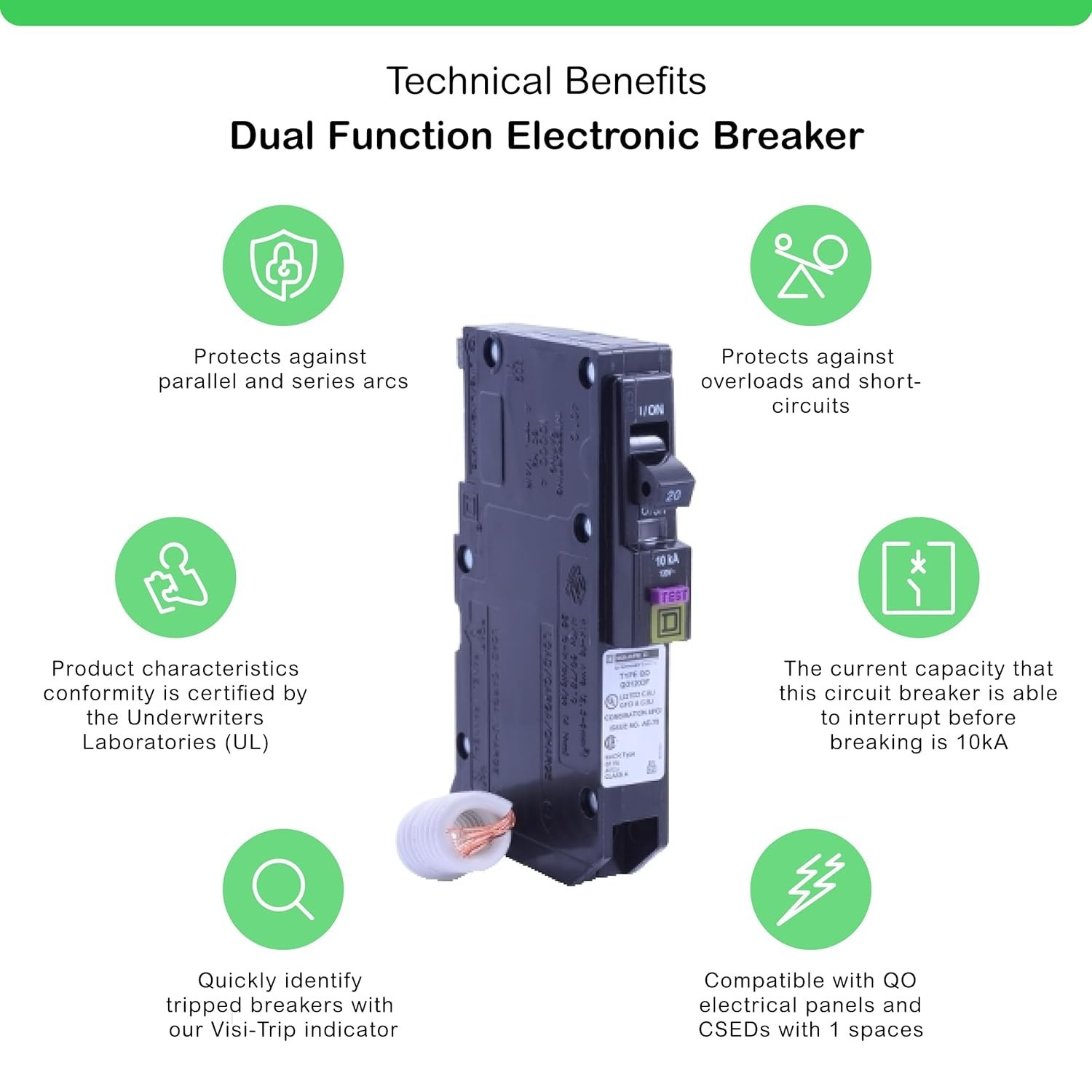 Square D by Square D – QO 20 Amp Single-Pole Dual Function CAFCI and GFCI Cir…