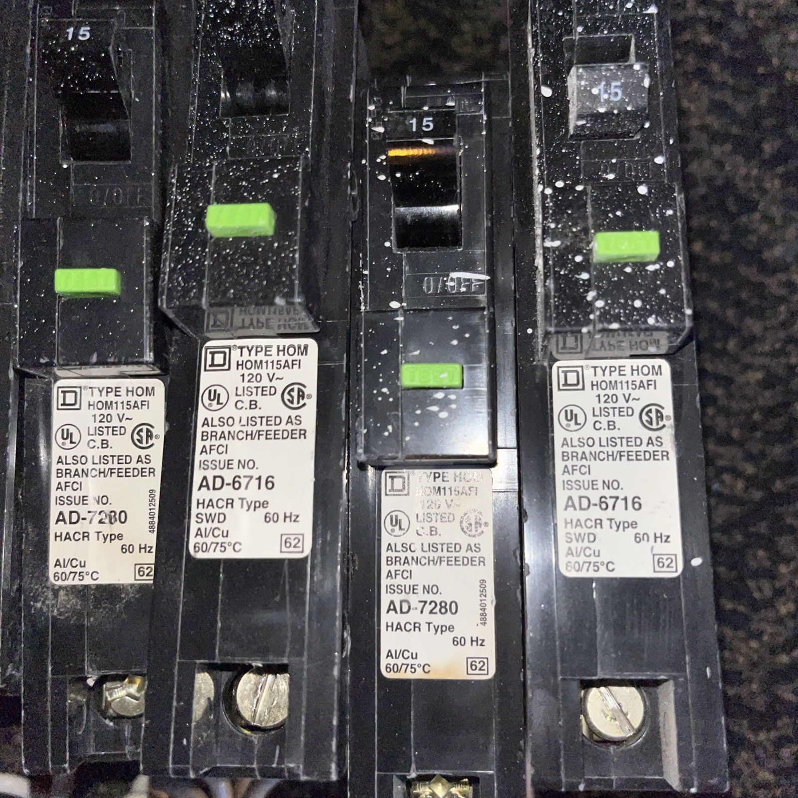 (Lot of 11) Square D HOM115AFI 15 A Miniature Circuit Breaker