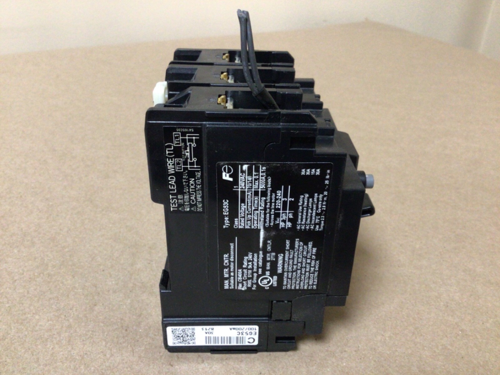 Fuji Electric Circuit Breaker, EG53C/ 30A / 100-230-440VAC/200mA #268PT36FML