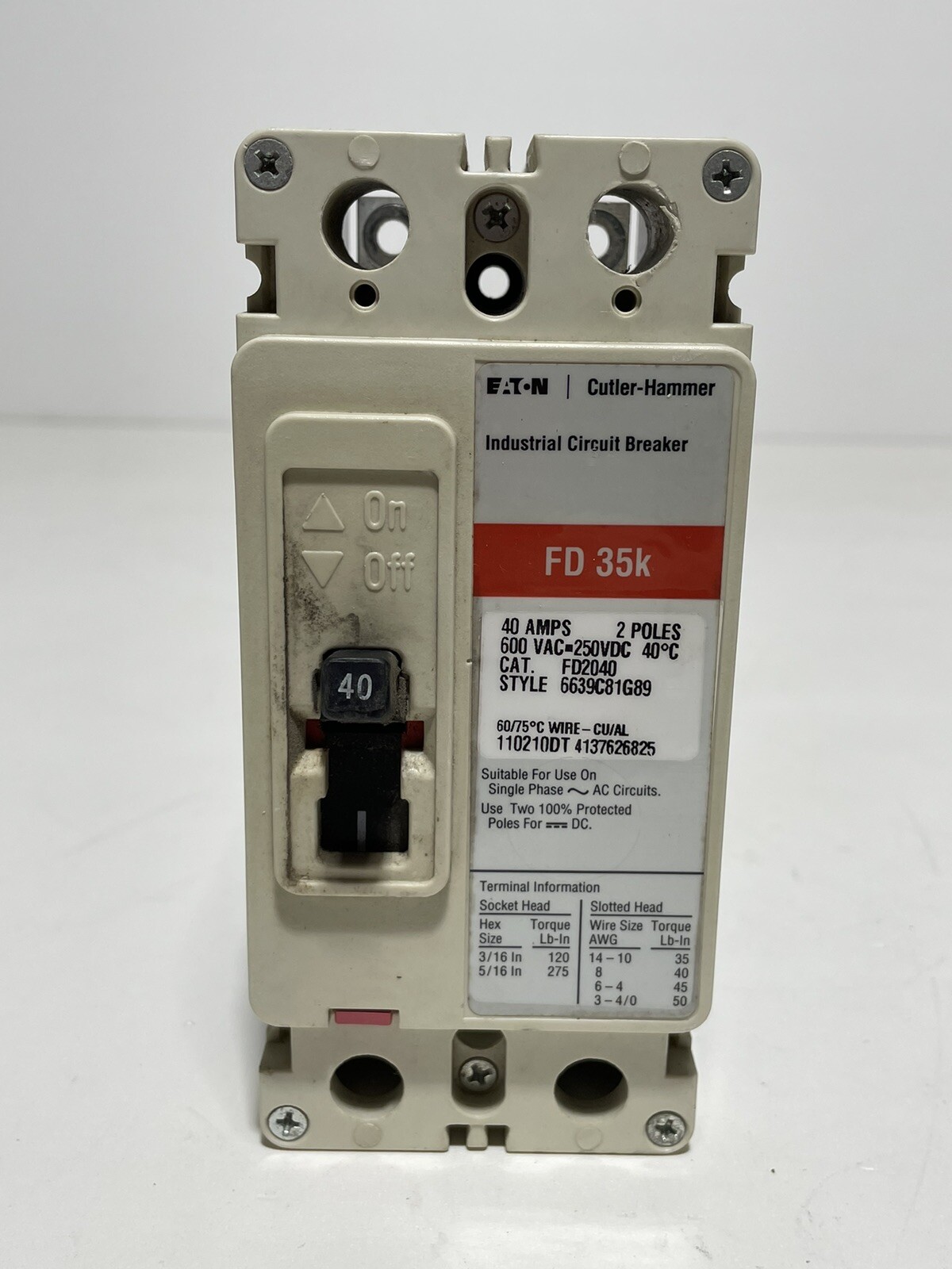 Eaton FD2040 40A 2P Circuit Breaker