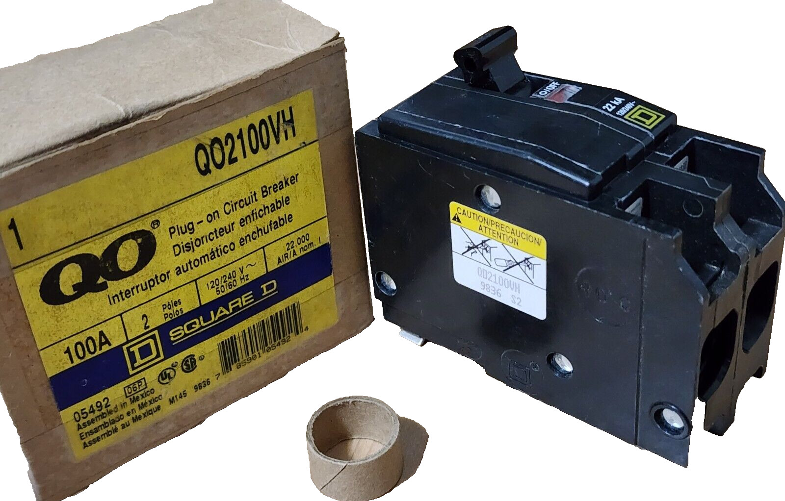 SQUARE D QO2100VH, 2 Pole 100 Amp CIRCUIT BREAKER 120/240VAC