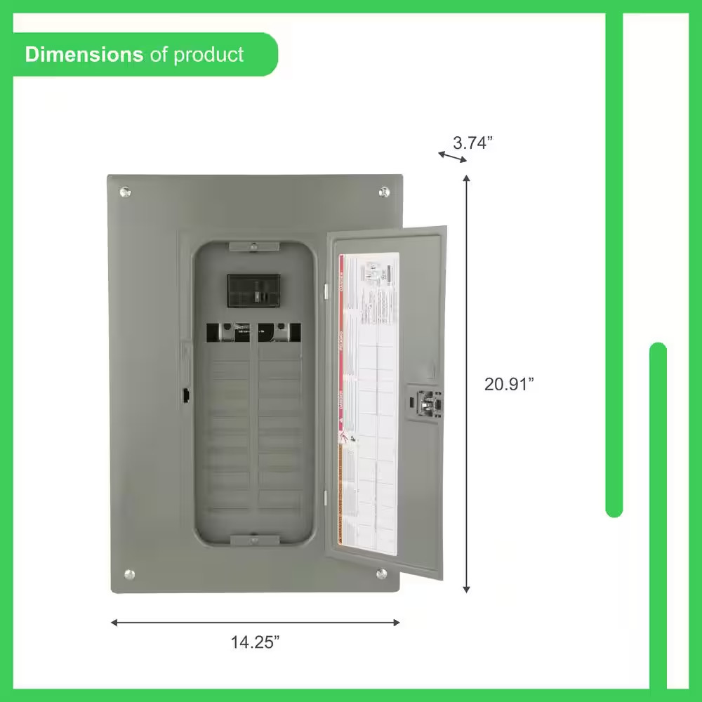 Homeline 100 Amp 20-Space 40-Circuit Indoor Main Breaker Plug-On Neutral Load…