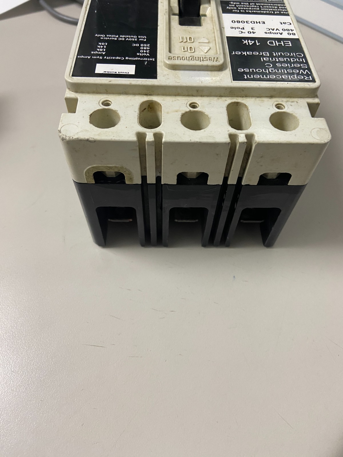 WESTINGHOUSE Eaton EHD3080 AC/DC 80A Molded Case Breaker – White