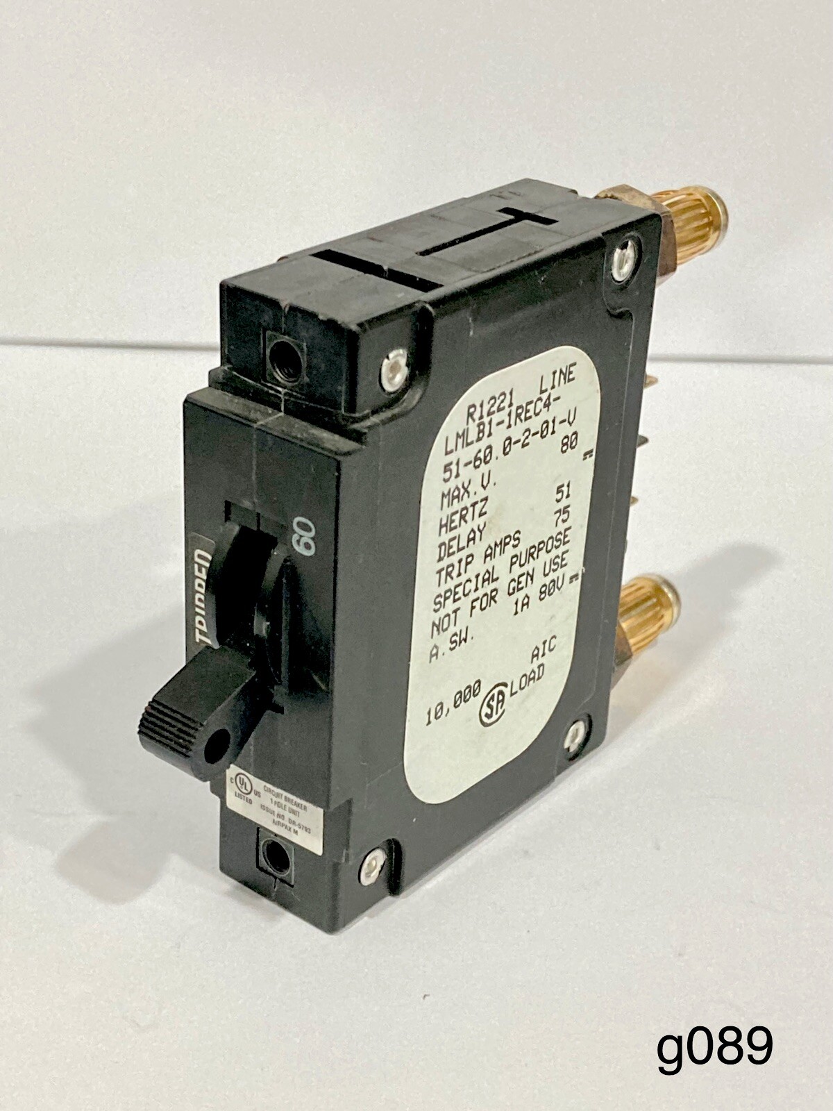 Airpax LMLB1-1REC4-51-60 . 0-2-01-V 60A Circuit Breaker 80VDC SPST W/Contact