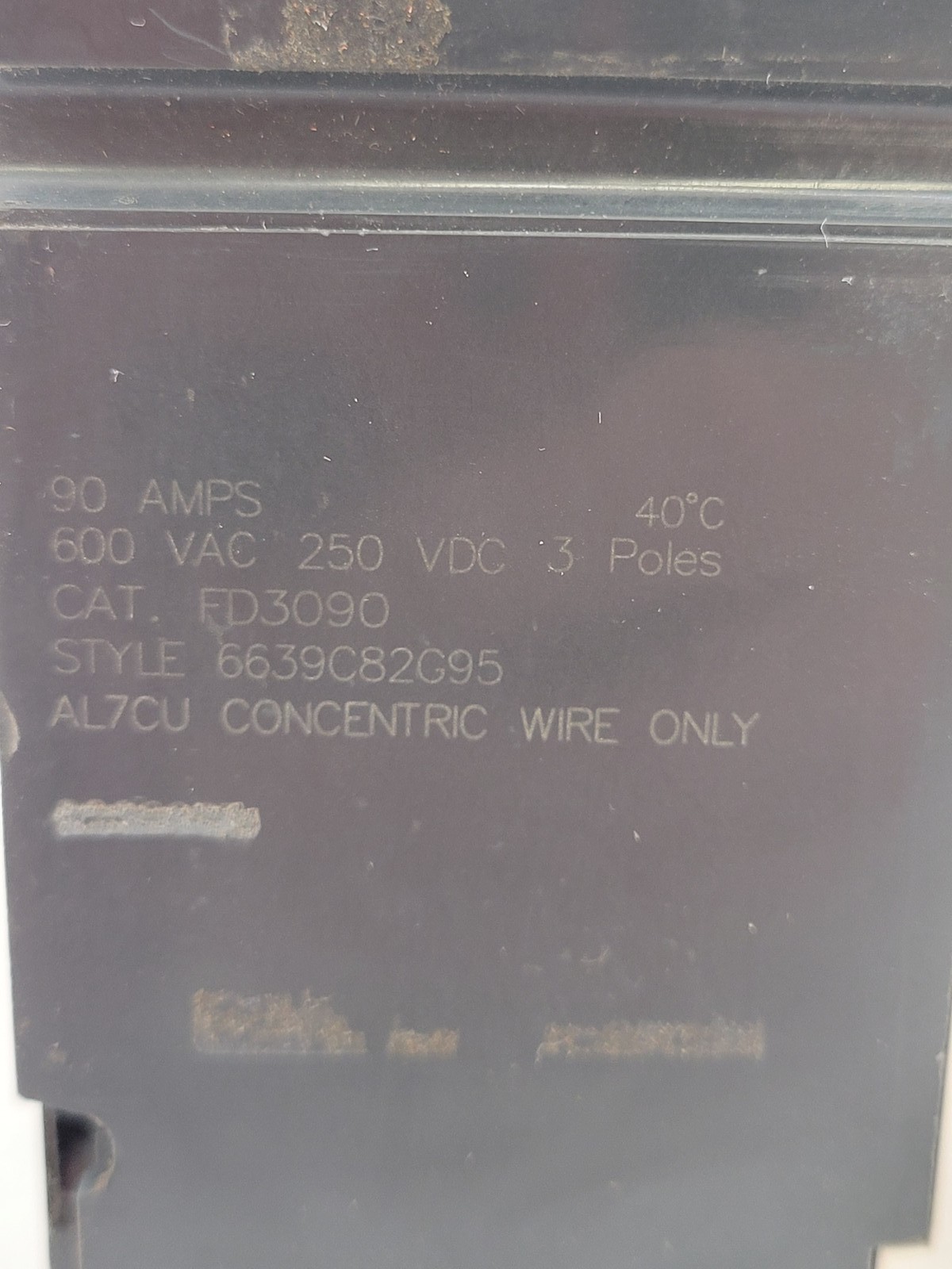 Eaton FD3090 Circuit Breaker 90A 3P 600V Red FD 35K