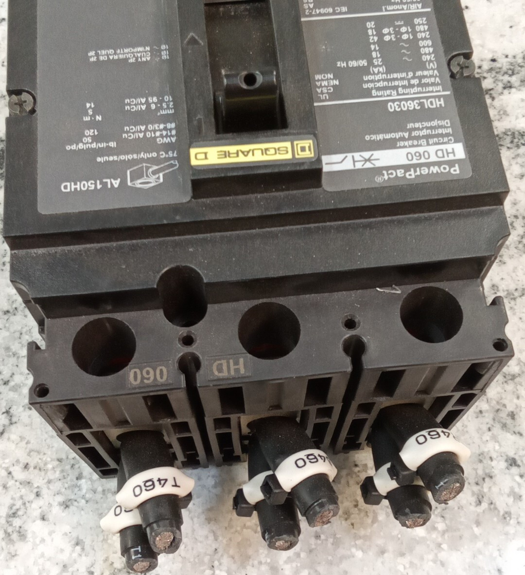 Square D/POWERPACT/BREAKER/HDL36030/30A/3P/600V/HD060/AL150HD/30A RATED/UE(40D3