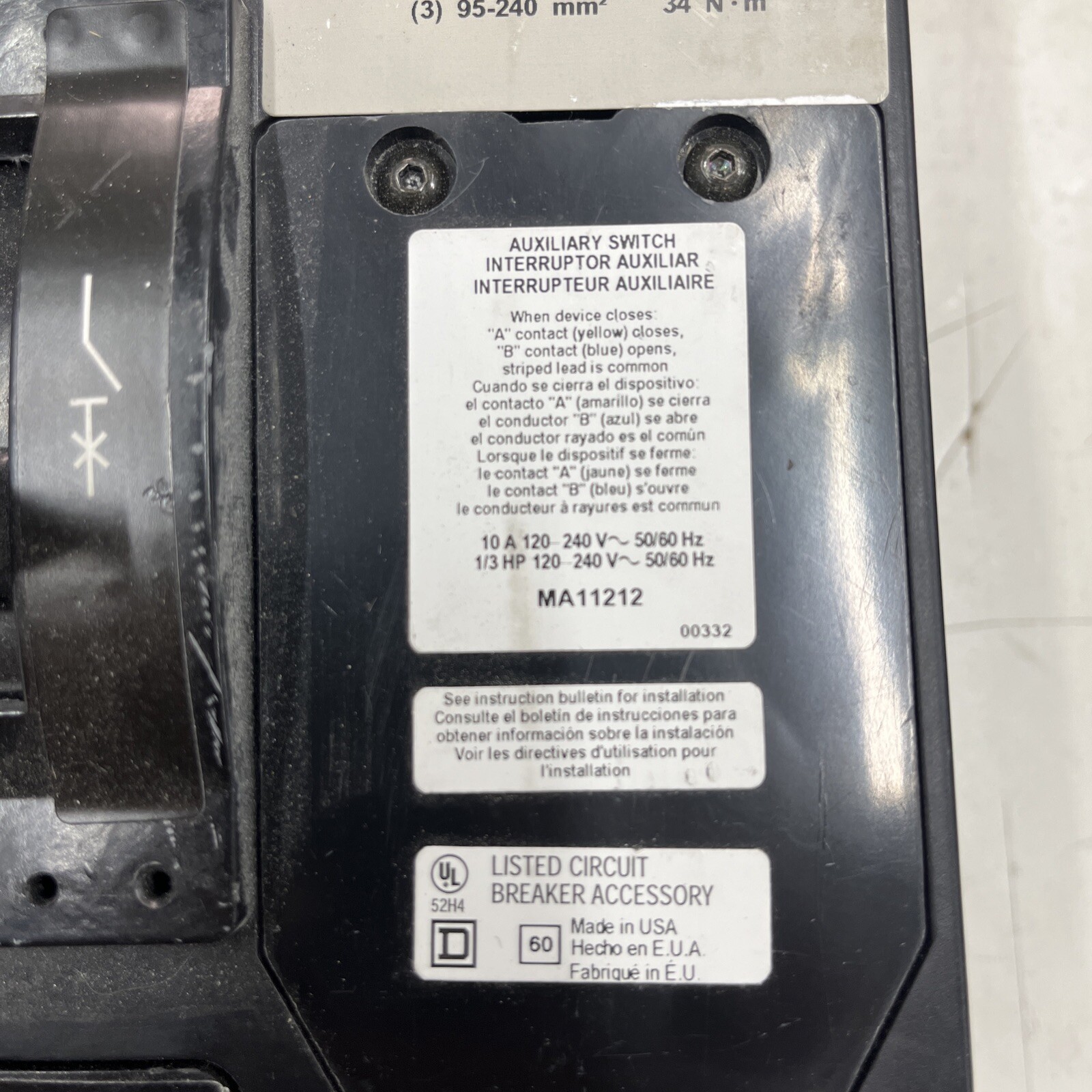 Square D MHL365001212 3 pole 500 Amp 600 Volt TESTED