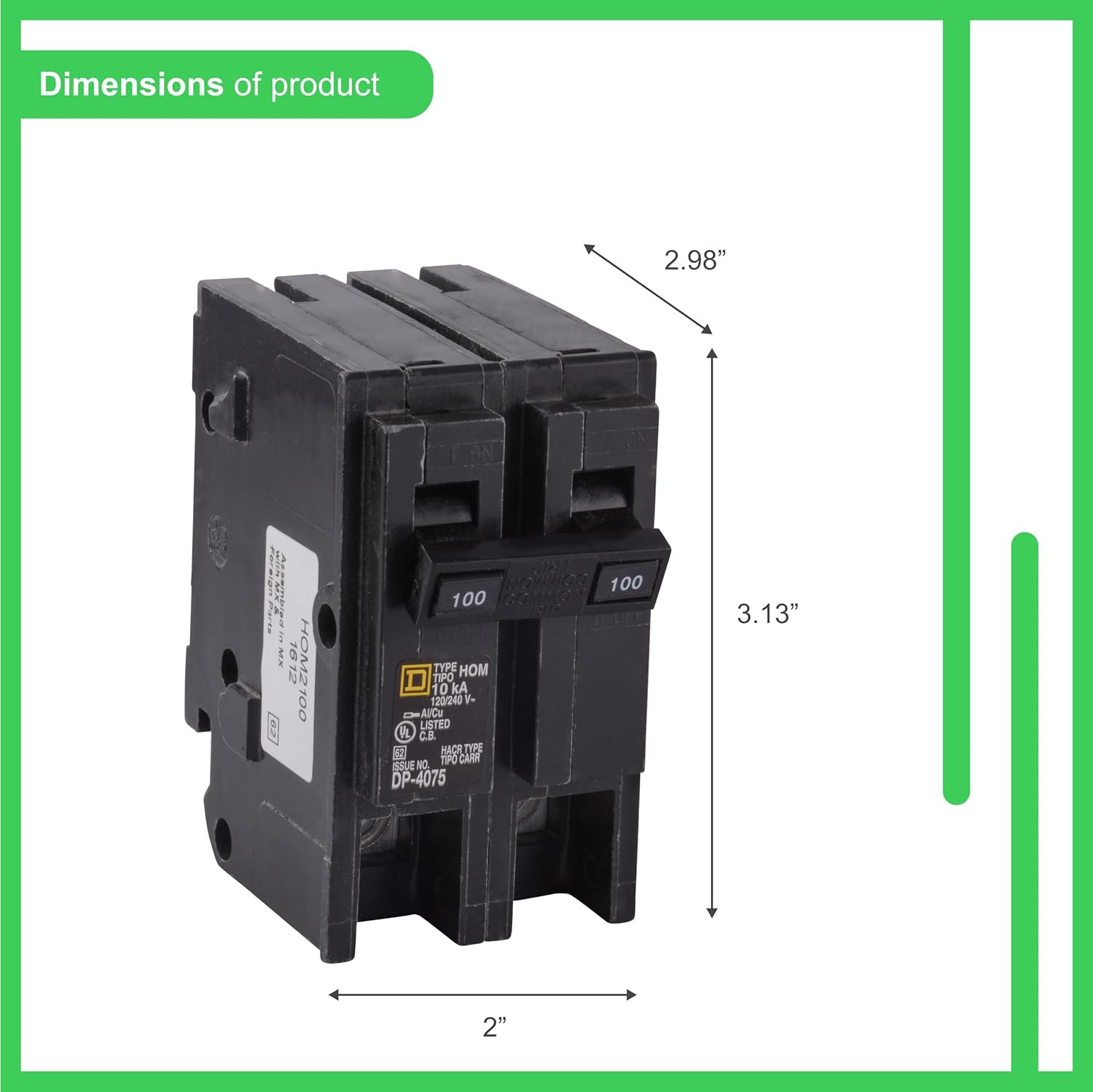Square D by HOM2100CP Homeline 100-Amp Two-Pole Circuit Breaker