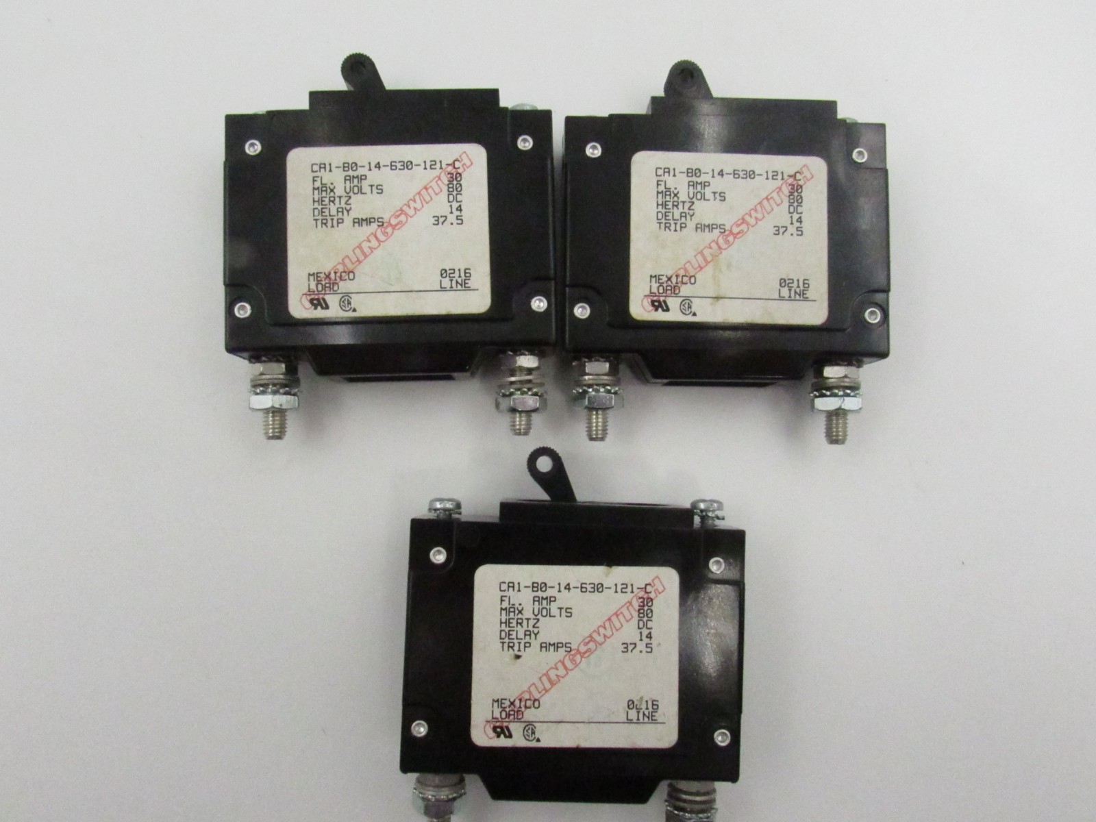 3 Carlingswitch CA1-B0-14-630-121-C Fl Amp 30 DC Delay 14 trip 37.5 Breaker