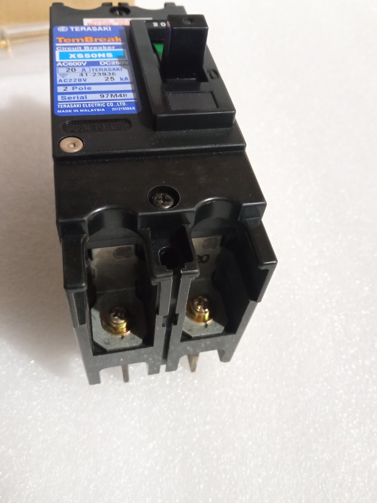 TERASAKI TemBreak XS50NS CIRCUIT BREAKER AC600V DC250V 20A 2 POLE NEW
