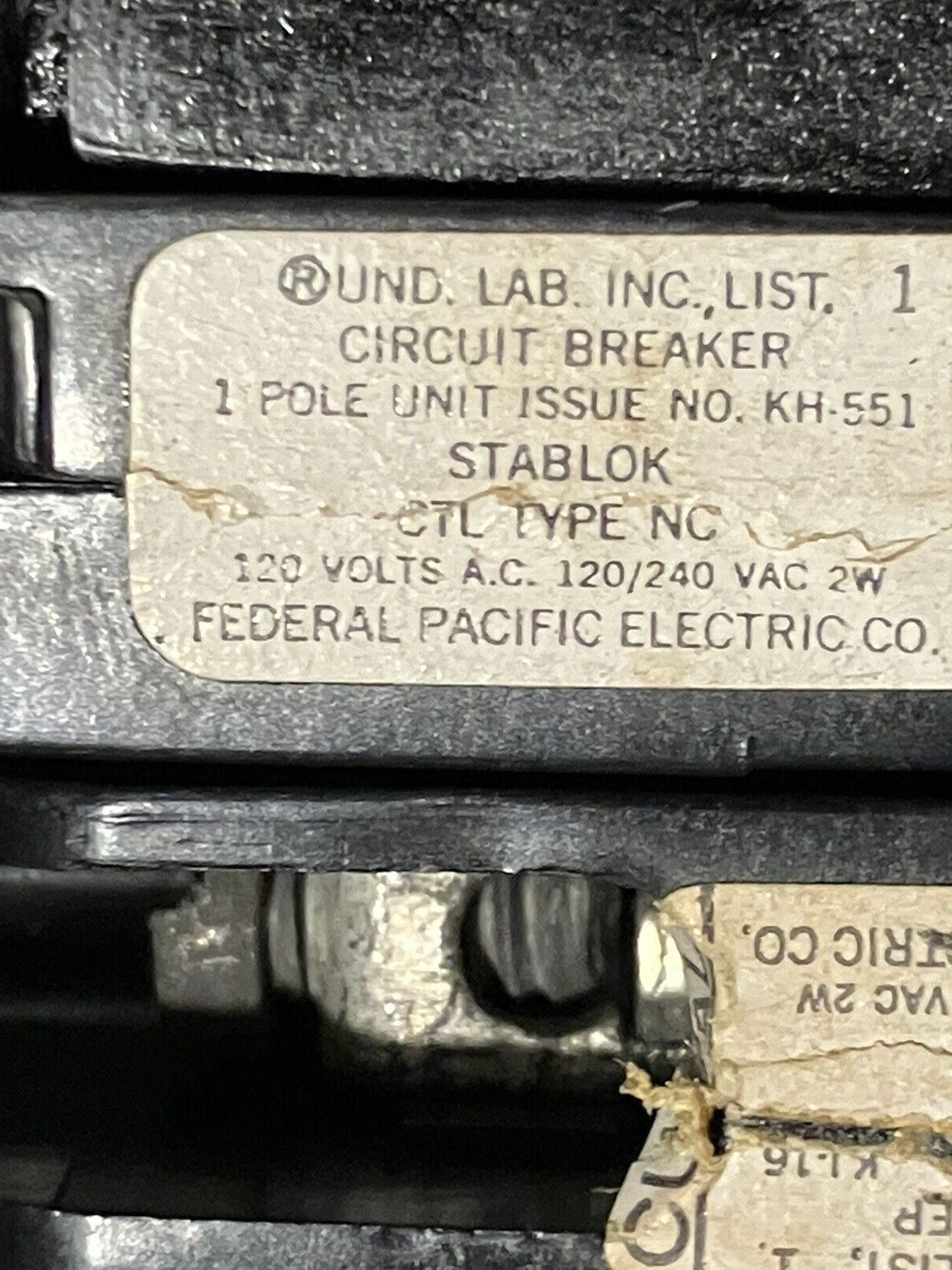 NC120 FPE 20 Amp 1 Pole Stab-Lok “Thin” Federal Pacific Breakers NC20 RED