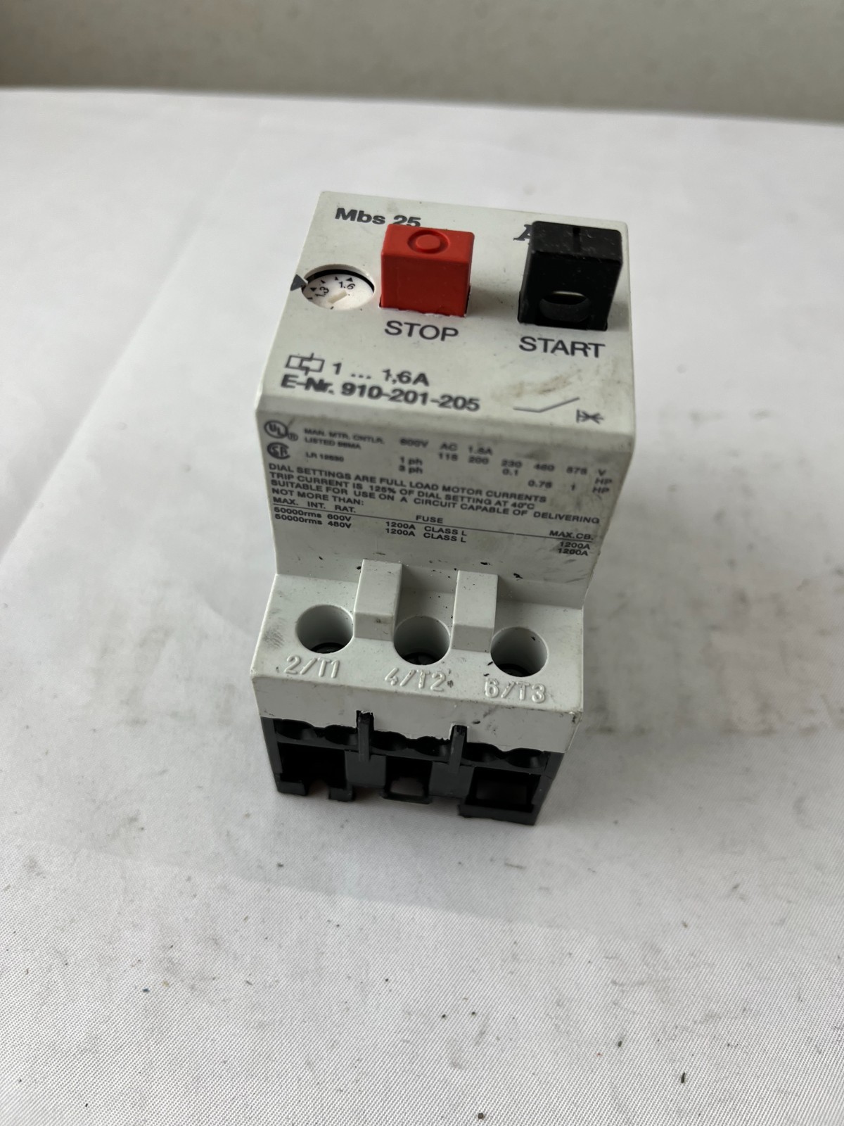 AEG Mbs 25 Manual Motor Starter 1–1.6A 3‑Pole 600V AC Used Spare Part