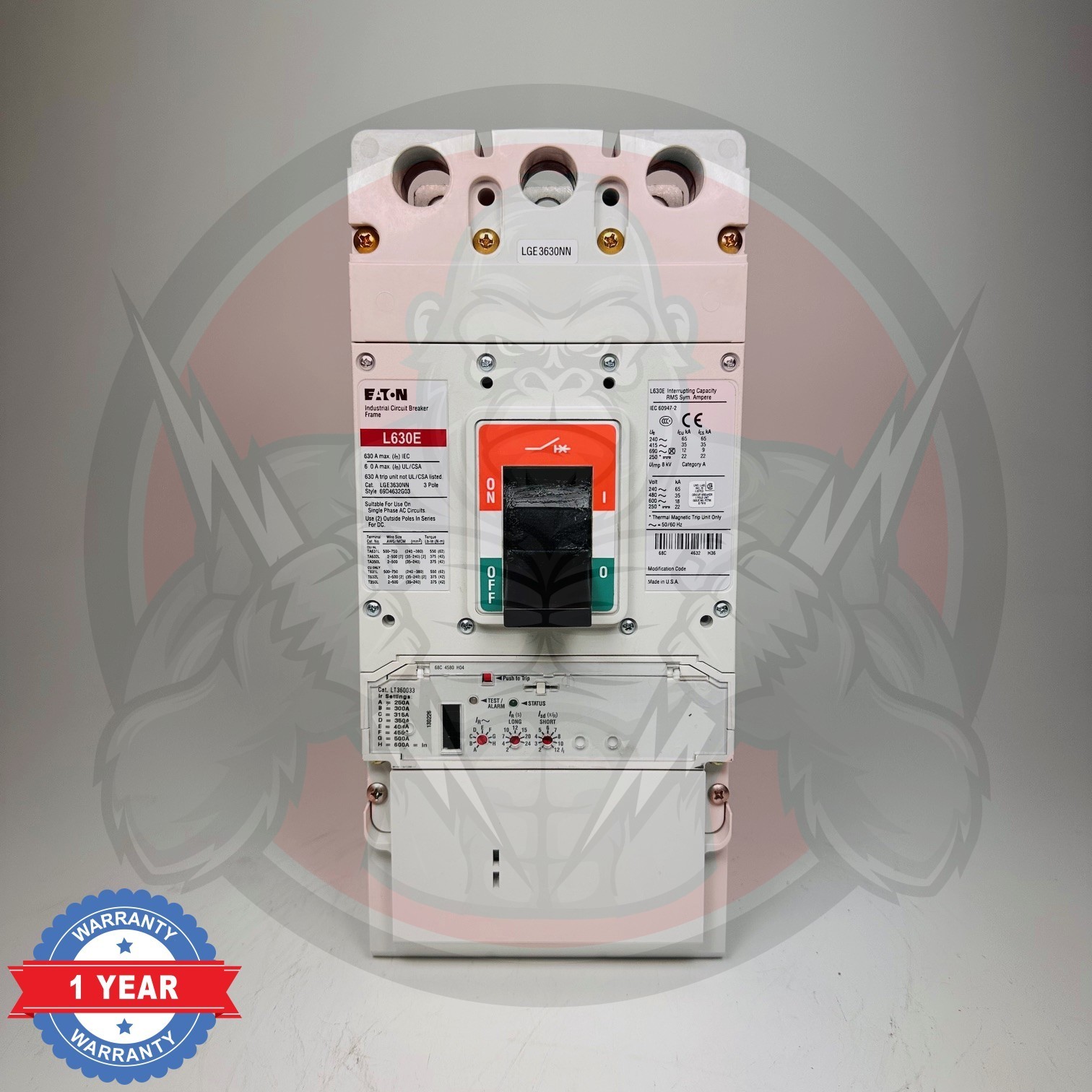 Eaton – LGE3630NN / 3-Pole / 600A / Adjustable LT360033 Trip Unit